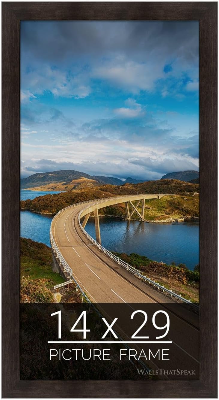 wallsthatspeak 14x29 Espresso Brown Picture Frame for Puzzles Posters Photos or Artwork