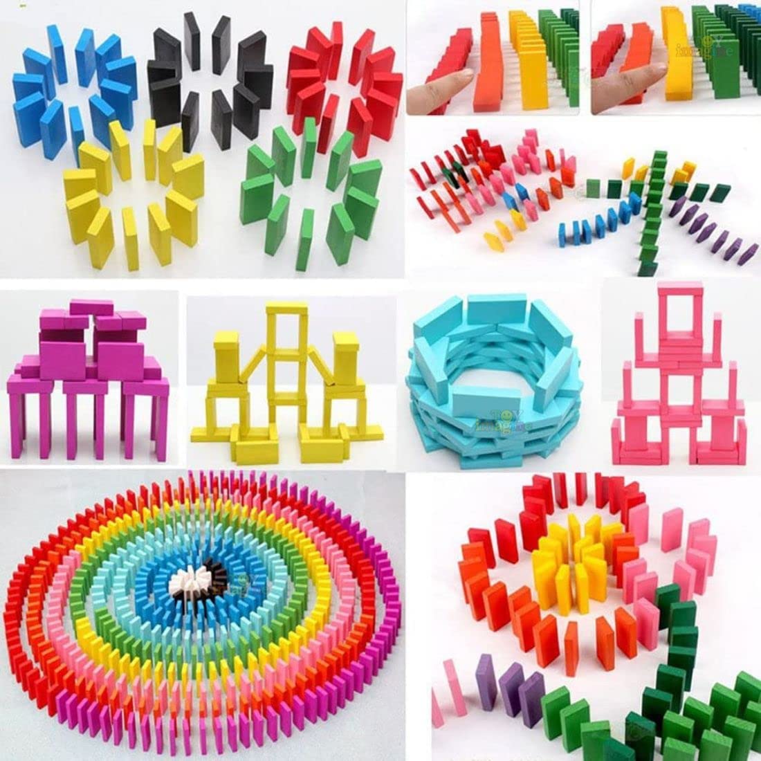 Toy ImagineTM 1200 pcs Colorful Wooden Domino Block Set for Kids Educational and Learning Activity Game Play | Helps in Skill Development and Color Recognition (12 Colors) - Image 2 thumbnail