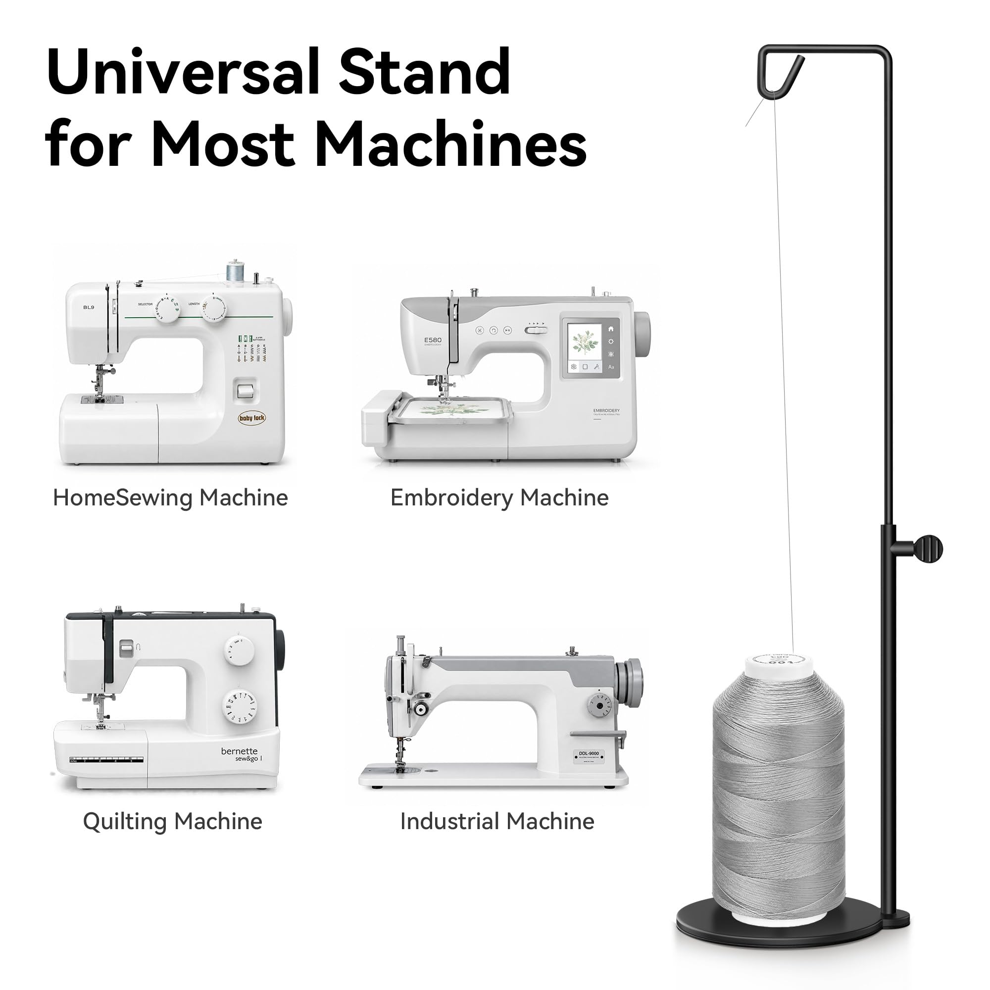 Thread Spool Holder for Sewing Machines - Adjustable & Stable -3