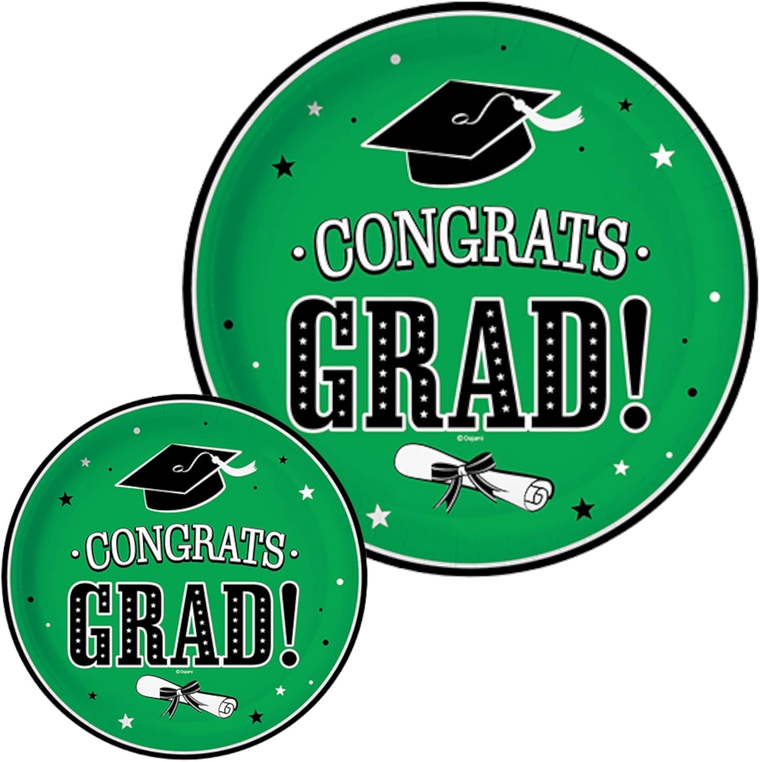 Oojami 80 pcs Graduation Plates Includes 40 Dinner Plates and 40 Dessert Plates Graduation party supplies class of 2023 dinnerware decoration (Green)