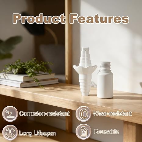 2 Pack Last Drop Universal Bottle Emptying Kit Transfer Connector for Soap, Lotion, Shampoo, Conditioner, and Kitchen,and Bathroom Use Reusable Bottle Funnel Adapter (White)