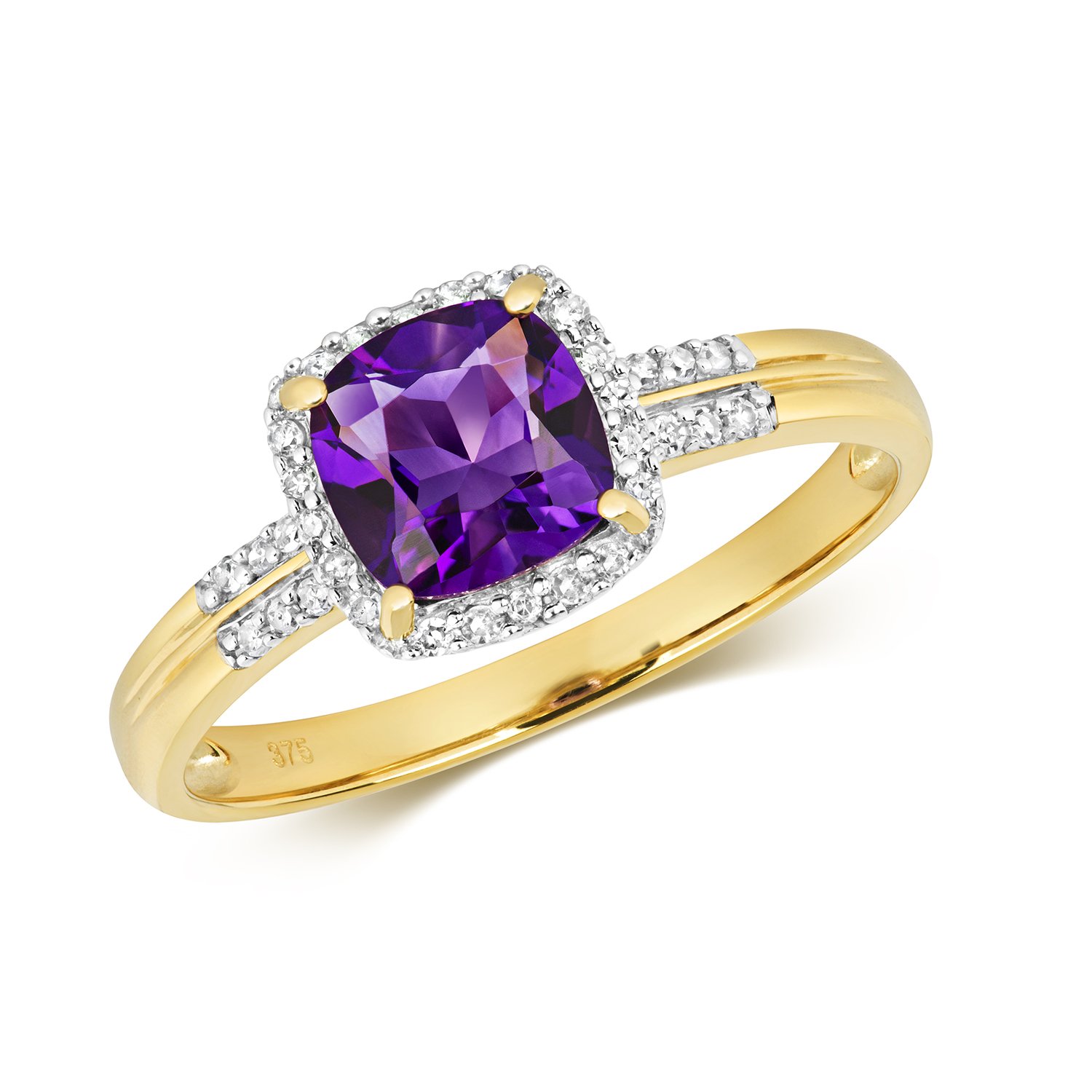 Bague or jaune diamant et améthyste - Un éclat de poésie à votre doigt