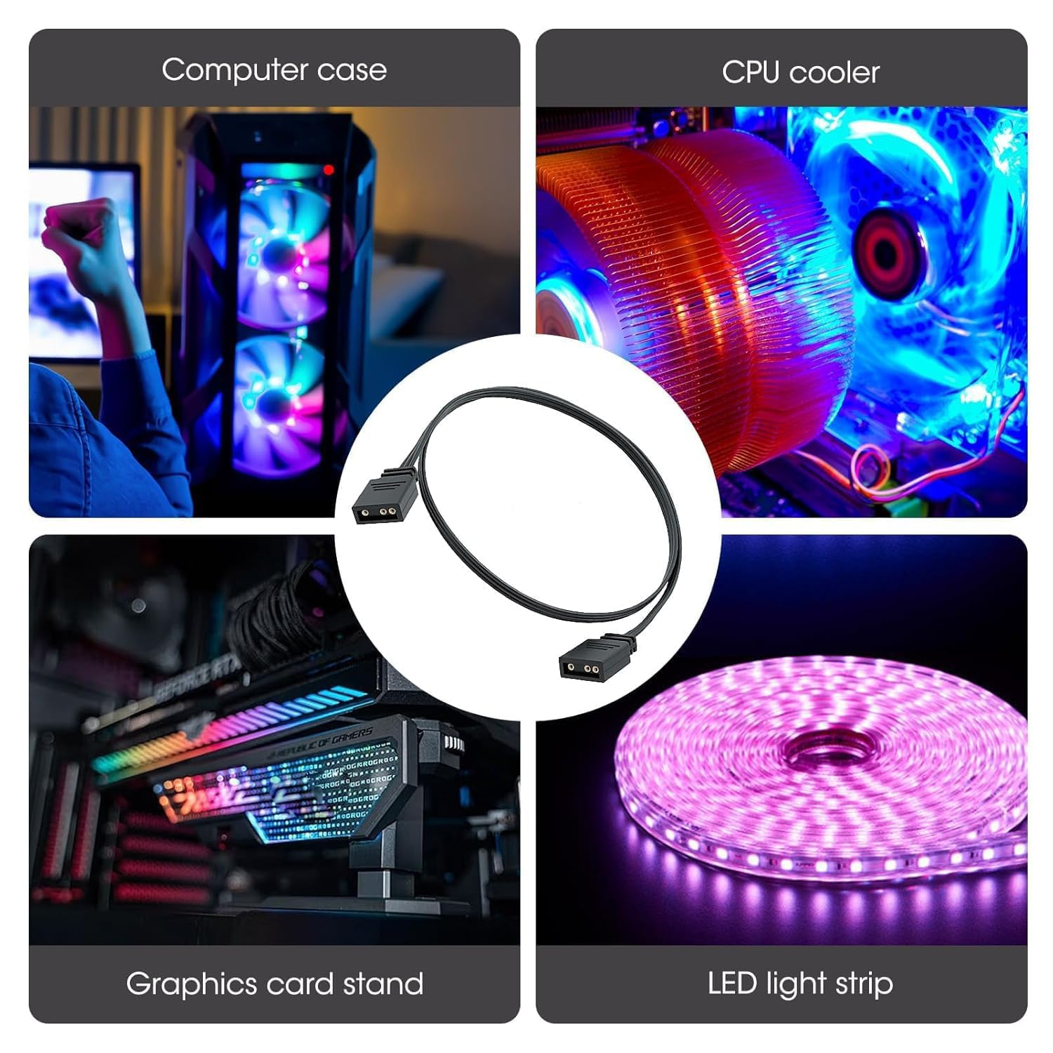 Câble D'Extension ARGB 5 V 3 Broches 1m Rallonge pour Ventilateur LED PC