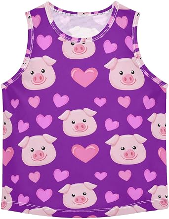 J JOYSAY Cartoon Heart Violet Boys Tank Top Sleeveless Muscle Shirts Quick Dry Kids T-Shirts 3-15T