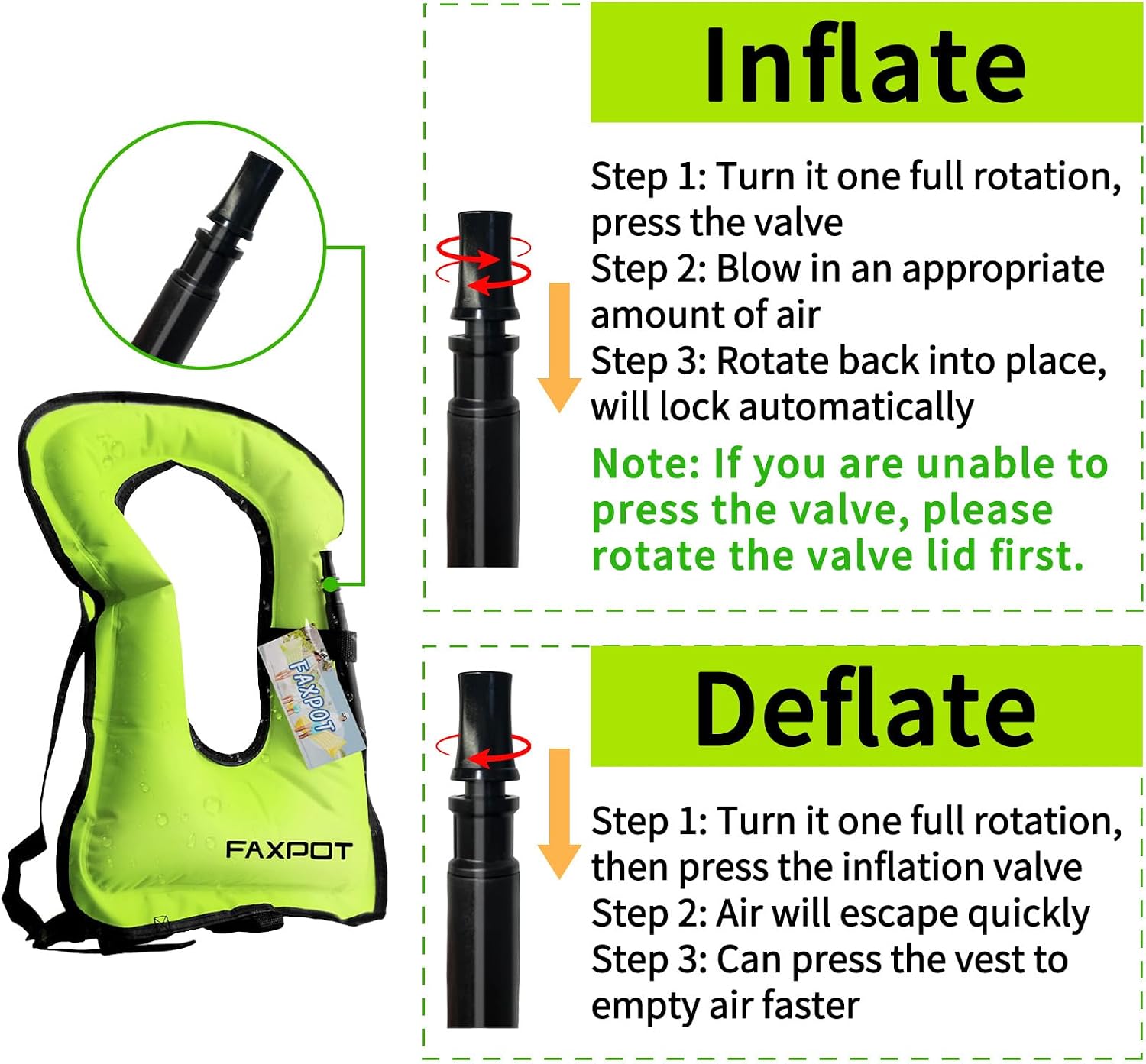 Snorkel Vest, Adults Portable Kayaking Buoyancy Inflatable Swim Vest Jackets, Diving Surfing Adjustable Snorkeling Vest Swimming Jacket for Outdoor Water Sports Fun Safety