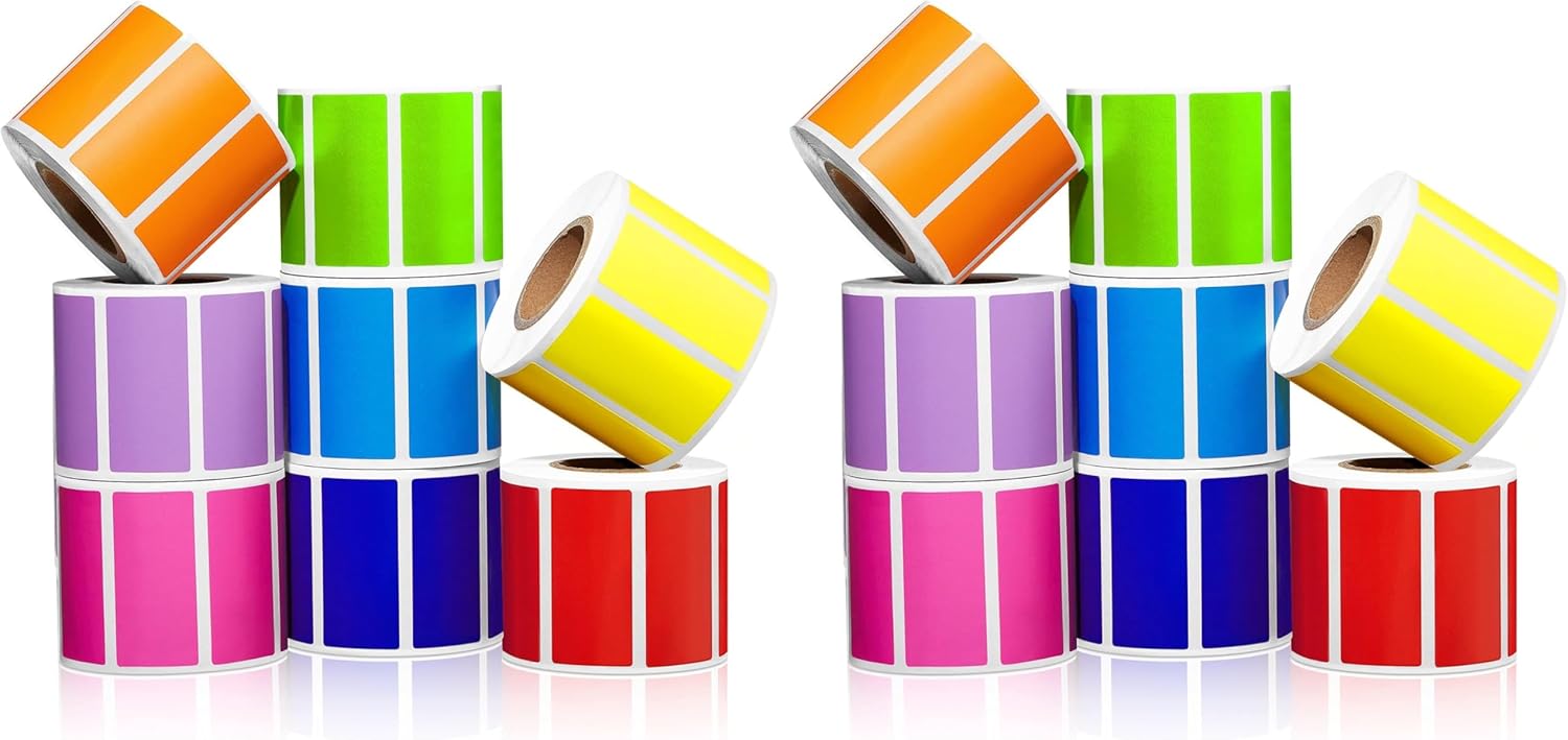 4000 Pieces Rectangular Colored Labels Stickers 1.57 x 0.75 Inch Assorted Color Coding Labels Rolls Adhesive Solid Tags for Inventory Organize, File Classification (Pack of 2)