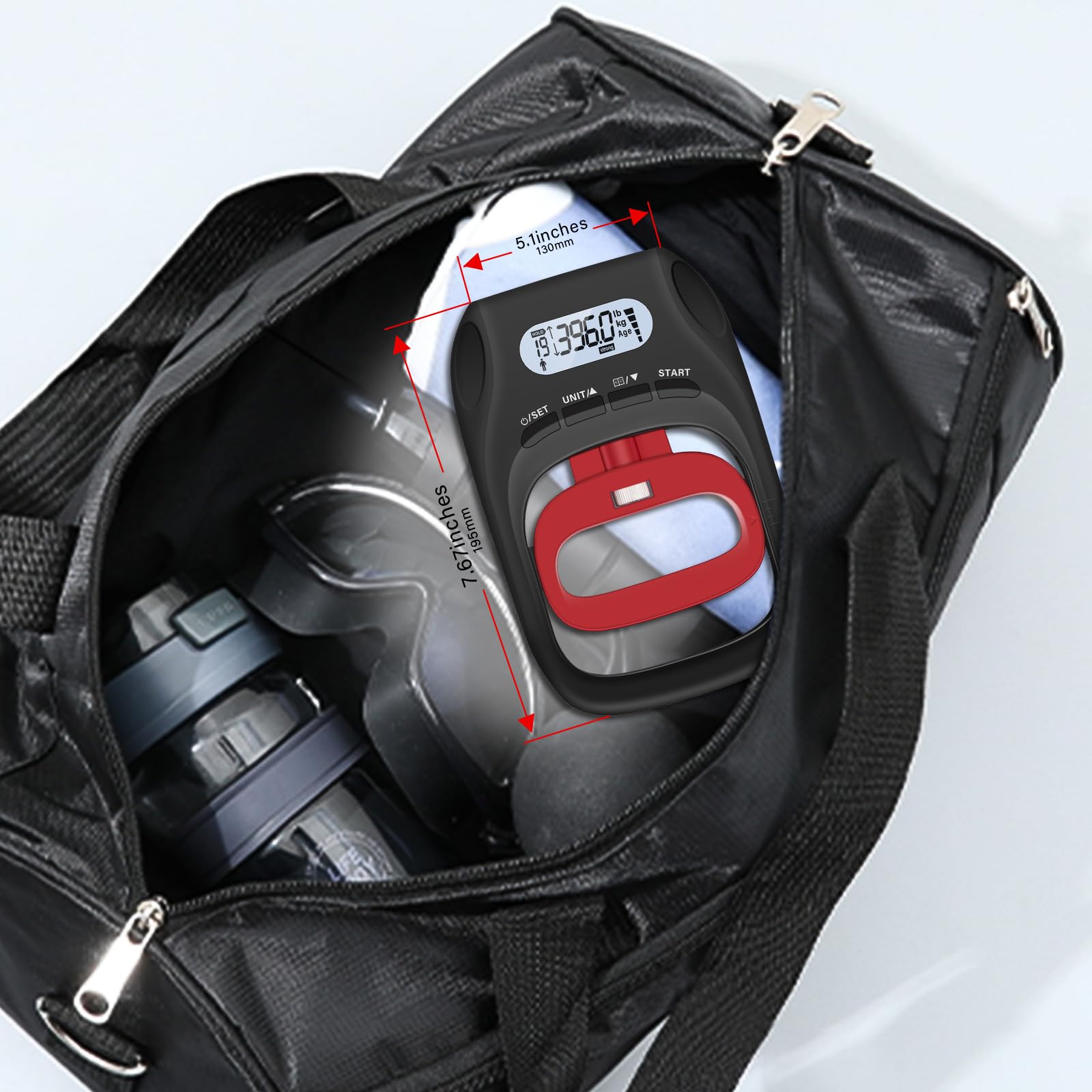 Medidor de Fuerza de Prensión JTHEW LCD, Sensor de Alta Precisión 180kg/400lbs, Entrenador Manual Ajustable Portátil para Recuperación Deportiva y Entrenamiento Clínico (Negro-Rojo).