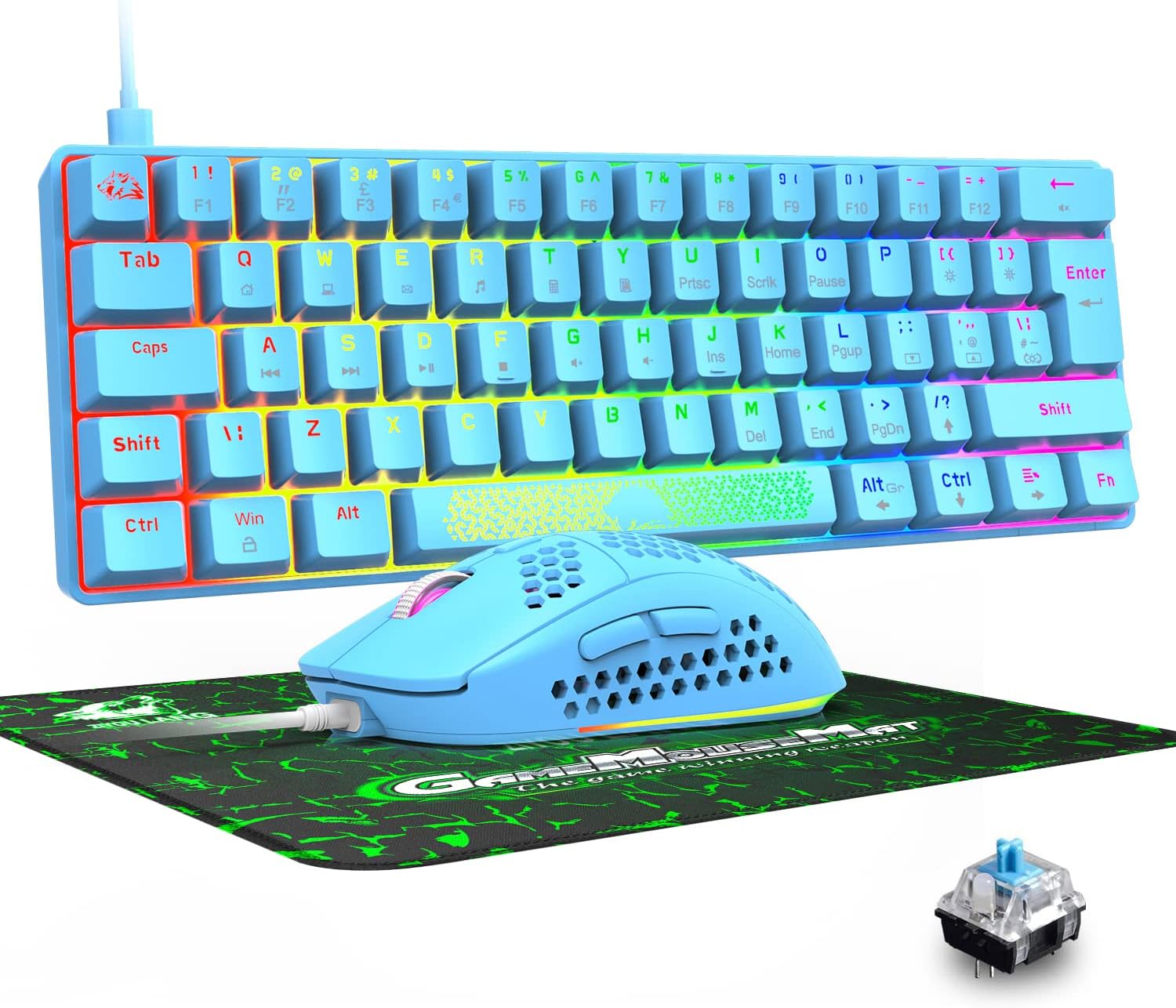 60Wired Mechanical Keyboards and Mouse Combo RGB Backlit Gaming