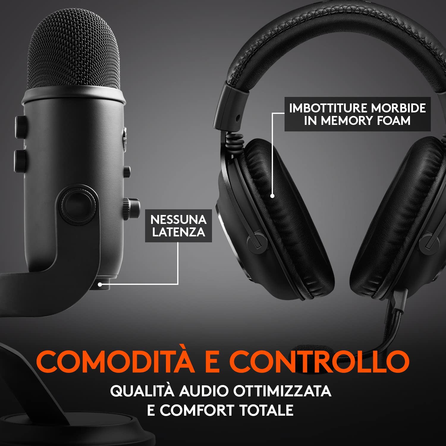 Logitech G PRO X Cuffia con Microfono per Gaming di Seconda Generazione, con Blue Voice + Blue Microphones Yeti, Microfono USB per Registrazione e Streaming su PC e Mac