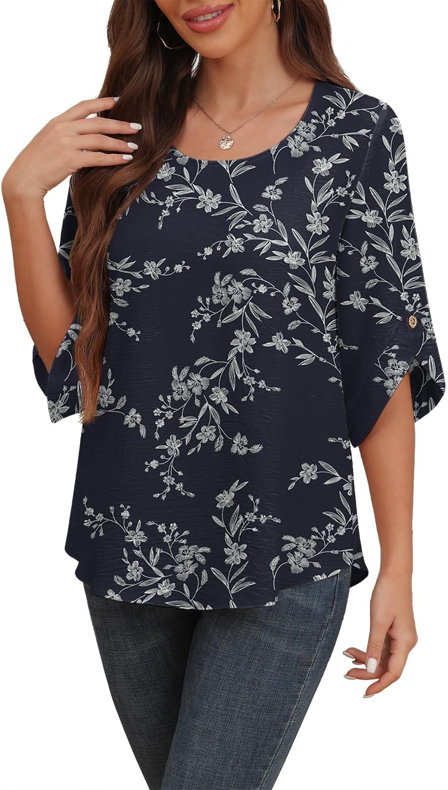 Askyes Women's 2025 Summer Chiffon Blouses Bell Short Sleeve Tshirts Casual Loose Flowy Dressy Work Tops for Leggings Blouse