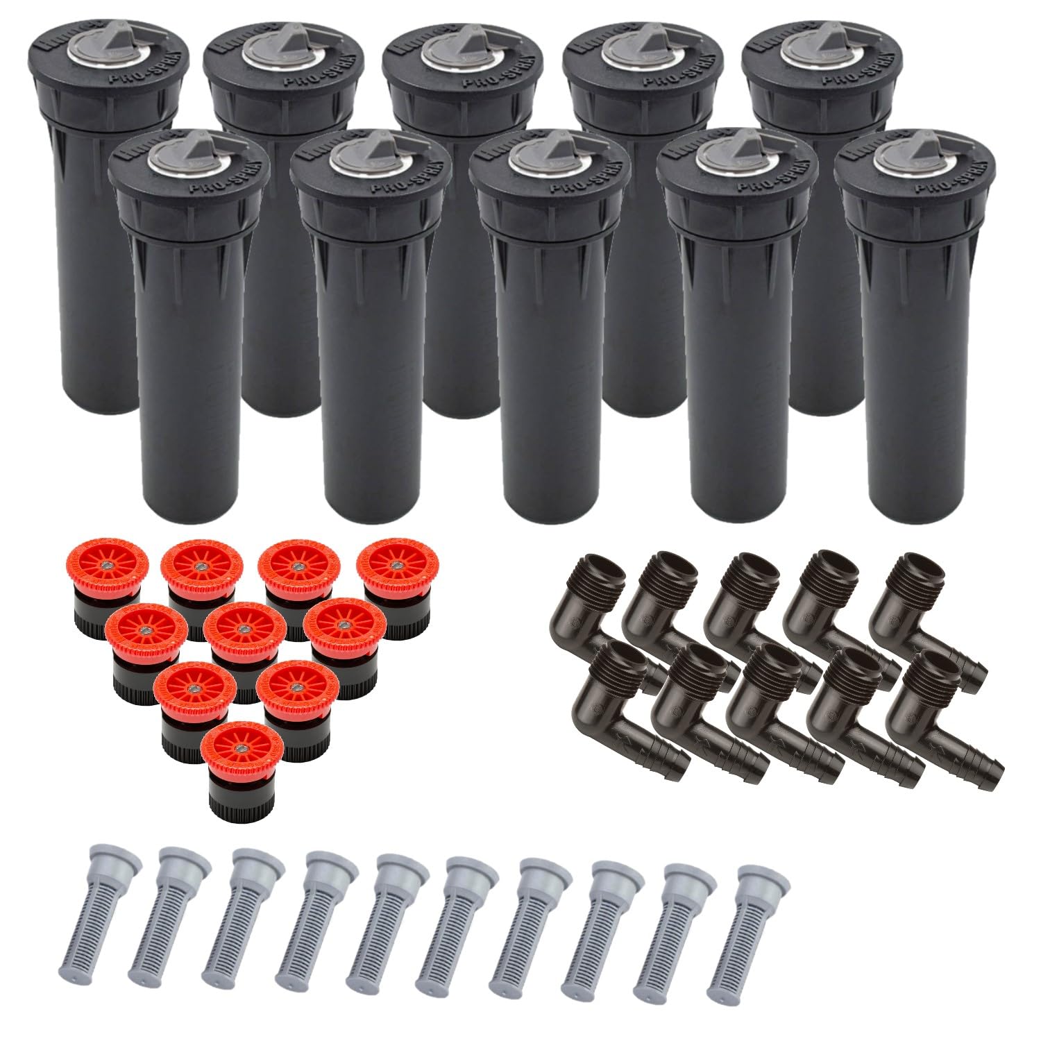10x Hunter PROS-04 10cm Aufsteiger mit Pro-Düse 10A Radius 3,1 m 0° bis 360° & 1/2" Flexwinkel SBE050