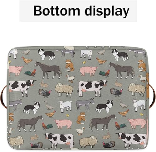 Miniatura 5 de Cesta de almacenamiento de animales de granja, cestas de almacenamiento plegables grandes de vaca, oveja, gallo, organizador de tela, cubos de