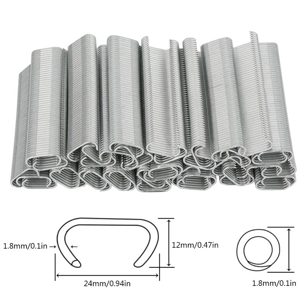 Garosa 2500Pcs Rings C Type Metal Staple Fence Pliers Rings Upholstery Supplies Tools for Animal Fence Cages Traps Sausage Casings