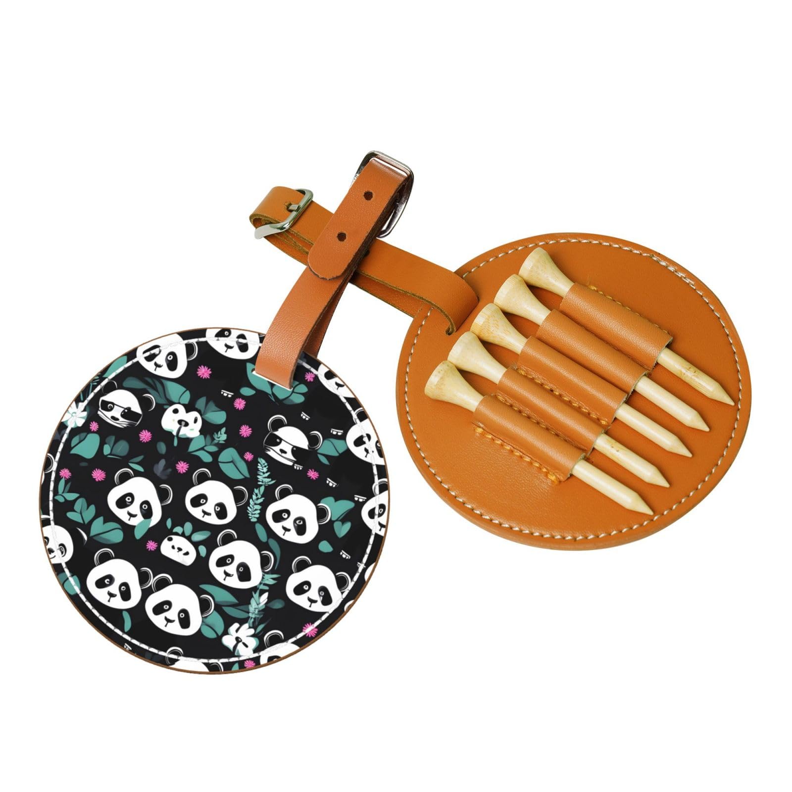 WXXWXD Panda cute face Printed Golf Tee Storage Bag - Portable Storage, Easily Organize Tees