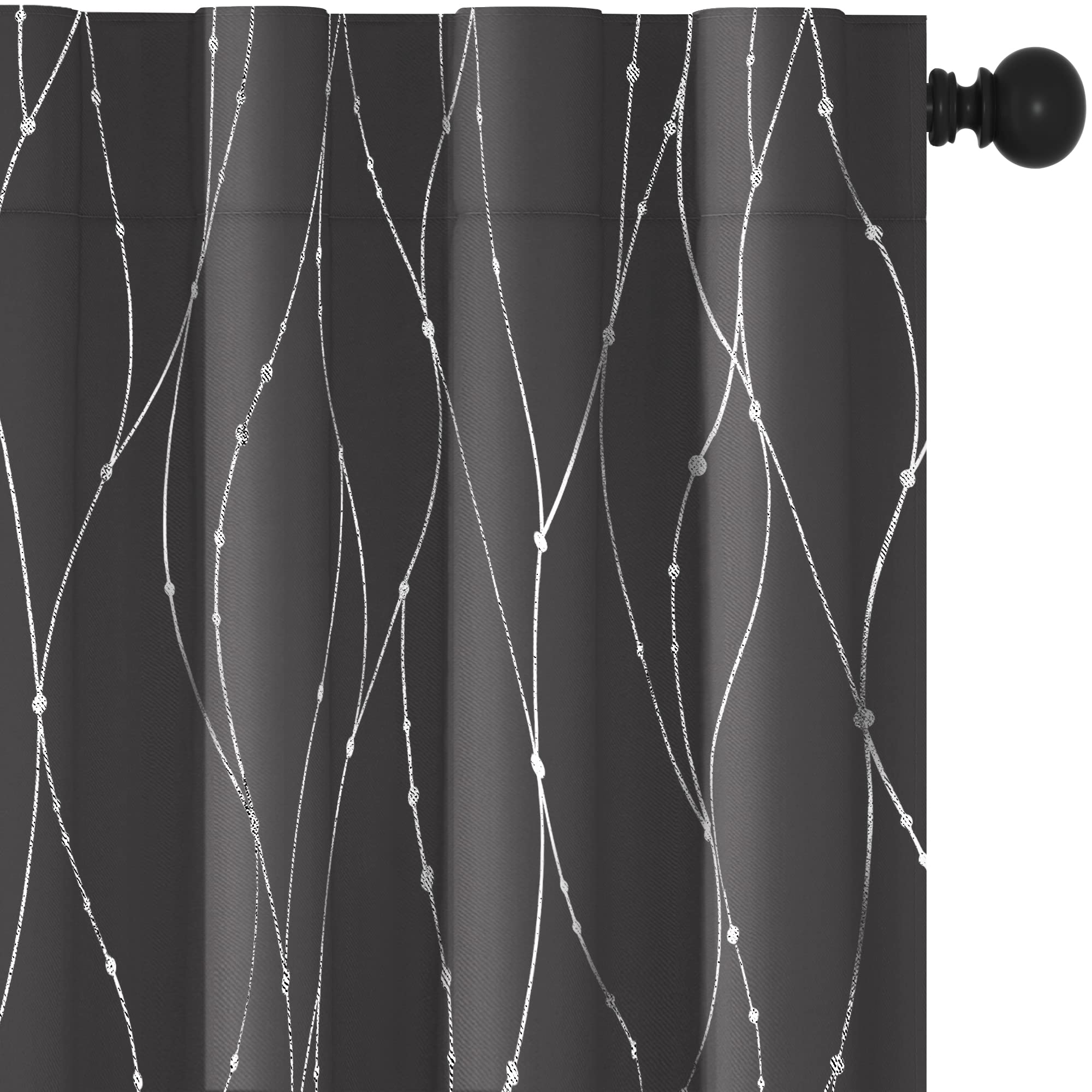 Deconovo Black Out Curtains for Bedroom Windows, Room Darkening Drapery for Loft - Thermal Insulated Grey Curtains, Back Tab Window Drapes for Dining Room (42 x 84 Inch, Grey, 2 Panels)