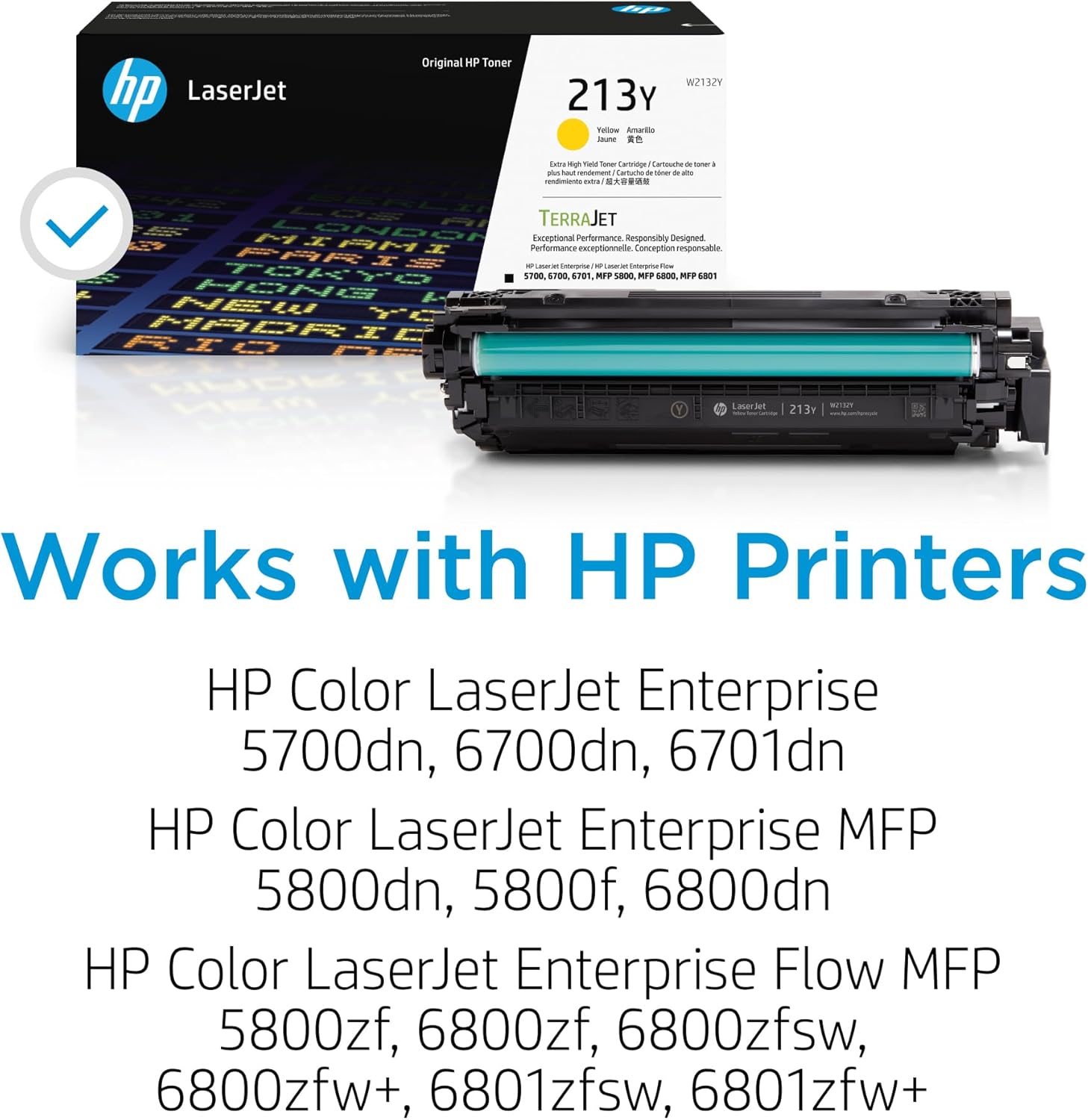 HP 213Y Extra High Yield Yellow LaserJet Toner Cartridge, W2132Y. Works LaserJet Enterprise 5700, 5800, 6700, 6701, 6800, 6801