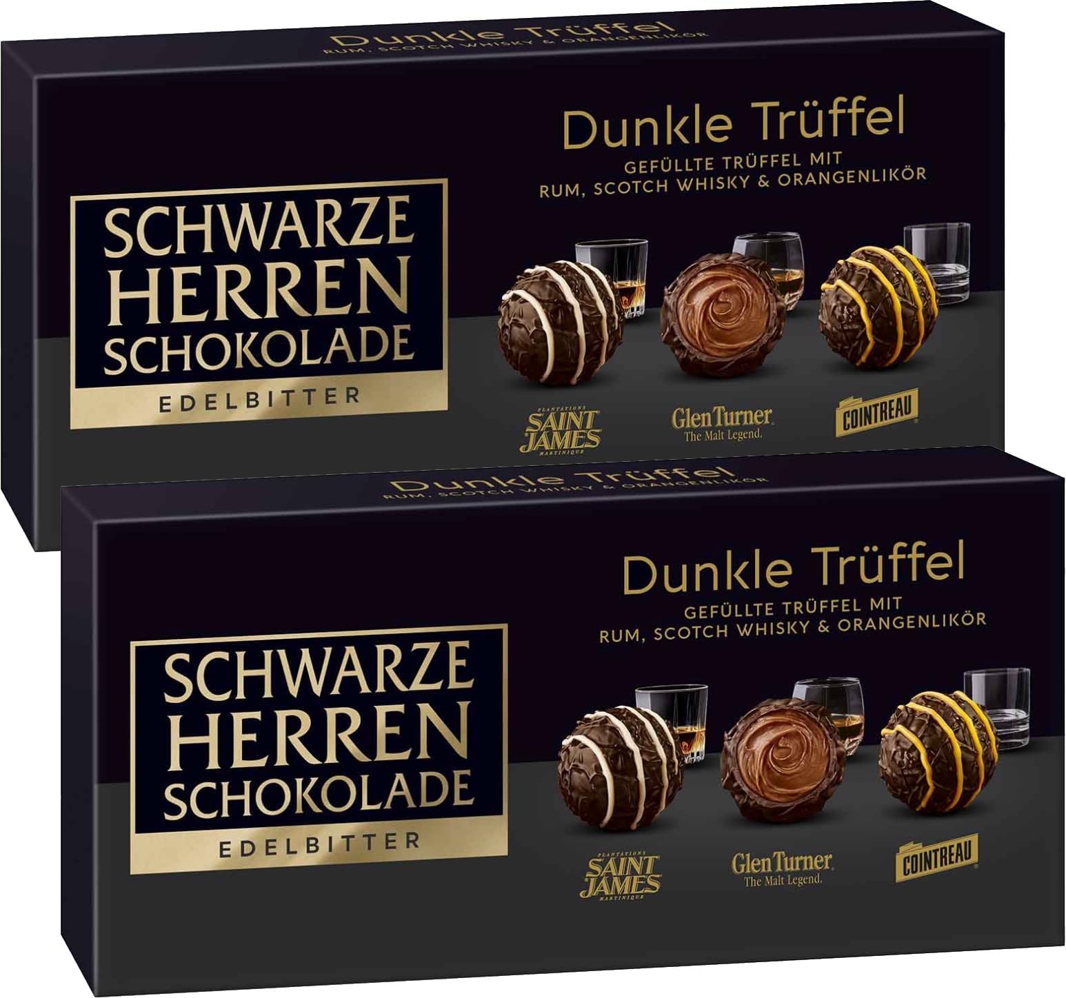 SCHWARZE HERREN SCHOKOLADE - Extra Bitter Dark Truffles 2x125g (8.82 oz) - Made in Germany