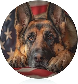 German Shepherd on Flag Tempered Glass Cutting Boards Kitchen Scratch Resistant Non-Slip Chopping Board with Rubber Feet