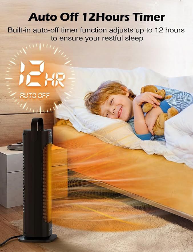 Calefactor Eléctrico Portátil Cerámico con Termostato y Control Remoto miniatura 3