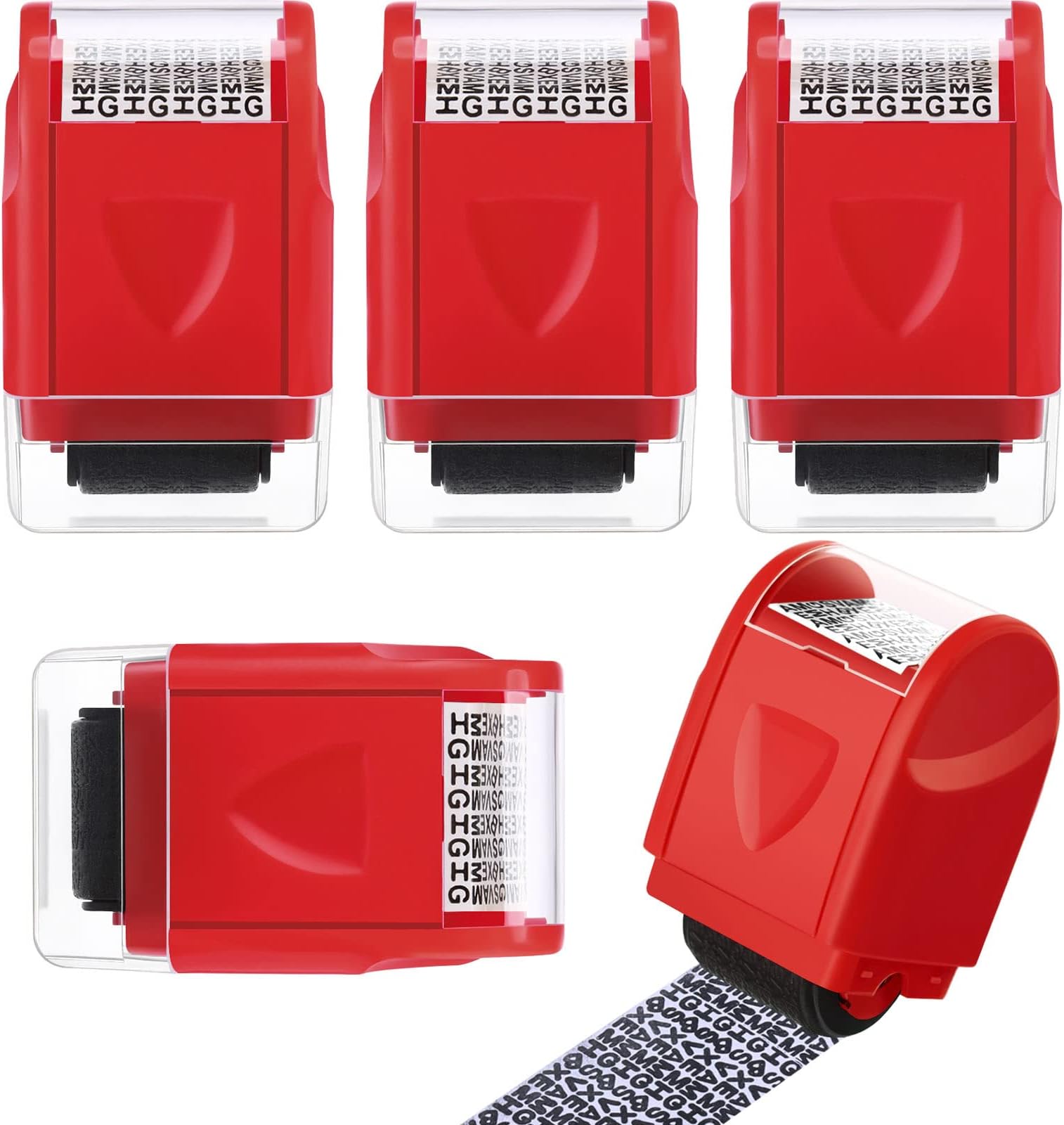 5 Pieces Privacy Stamp Roll ID Protection Roller Stamp Identity Theft Protection Roller Stamp Wide Roller Security Stamp for Mail, ID Blackout, Privacy Confidential (Red,Small)