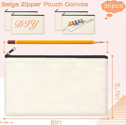 Vista 74 de ZeeDix Bolsa de lona, bolsa de cosméticos multiusos con cremallera, bolsa de lona con cremallera para manualidades, bolsas de maquillaje en blanco