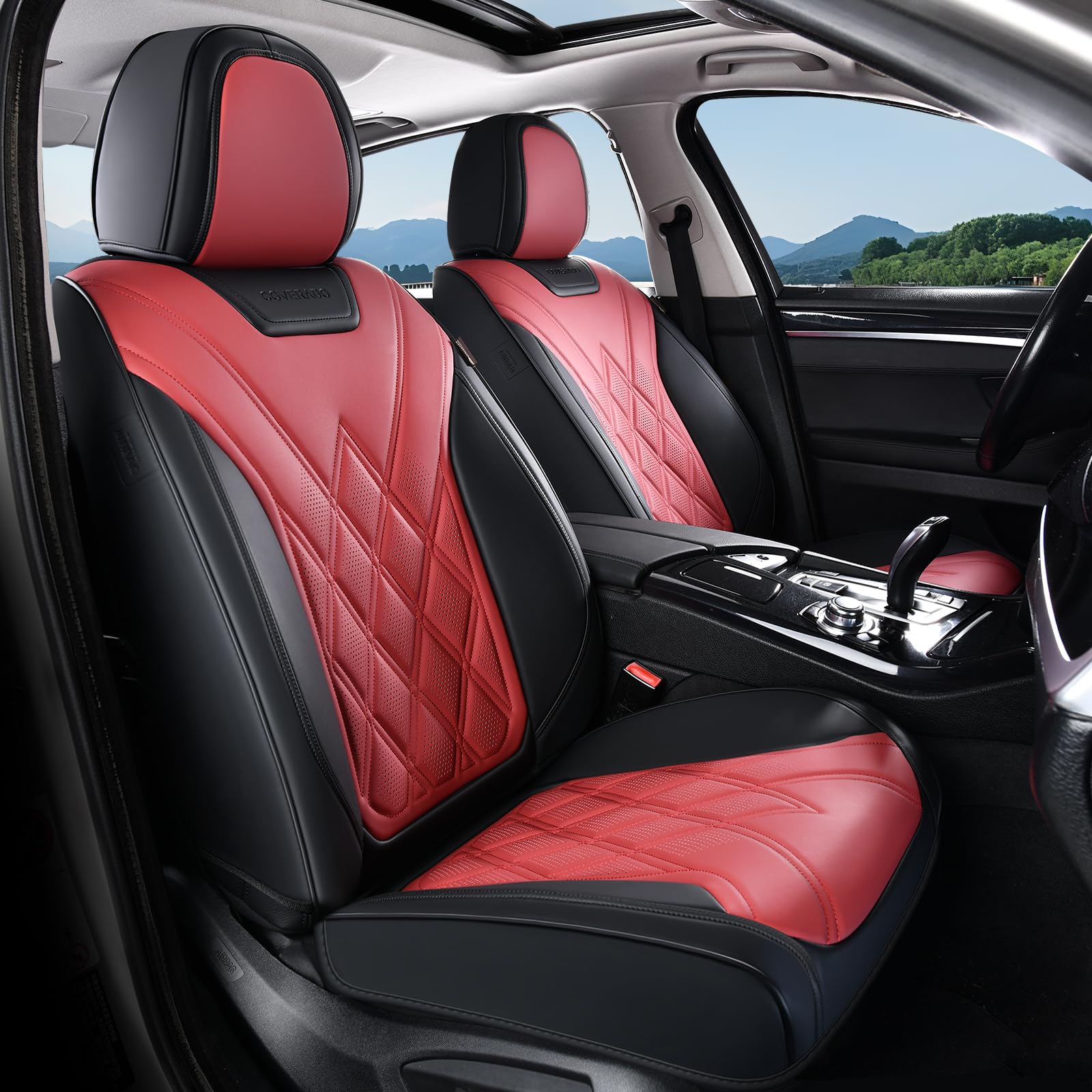 Coverado Car Seat Covers, Front Covers for Cars, Car Seat Cover Front Seats, Car Seat Protector Waterproof, Leather Car Seat Cushion, Universal Interior Covers Seat Protectors for Most Cars
