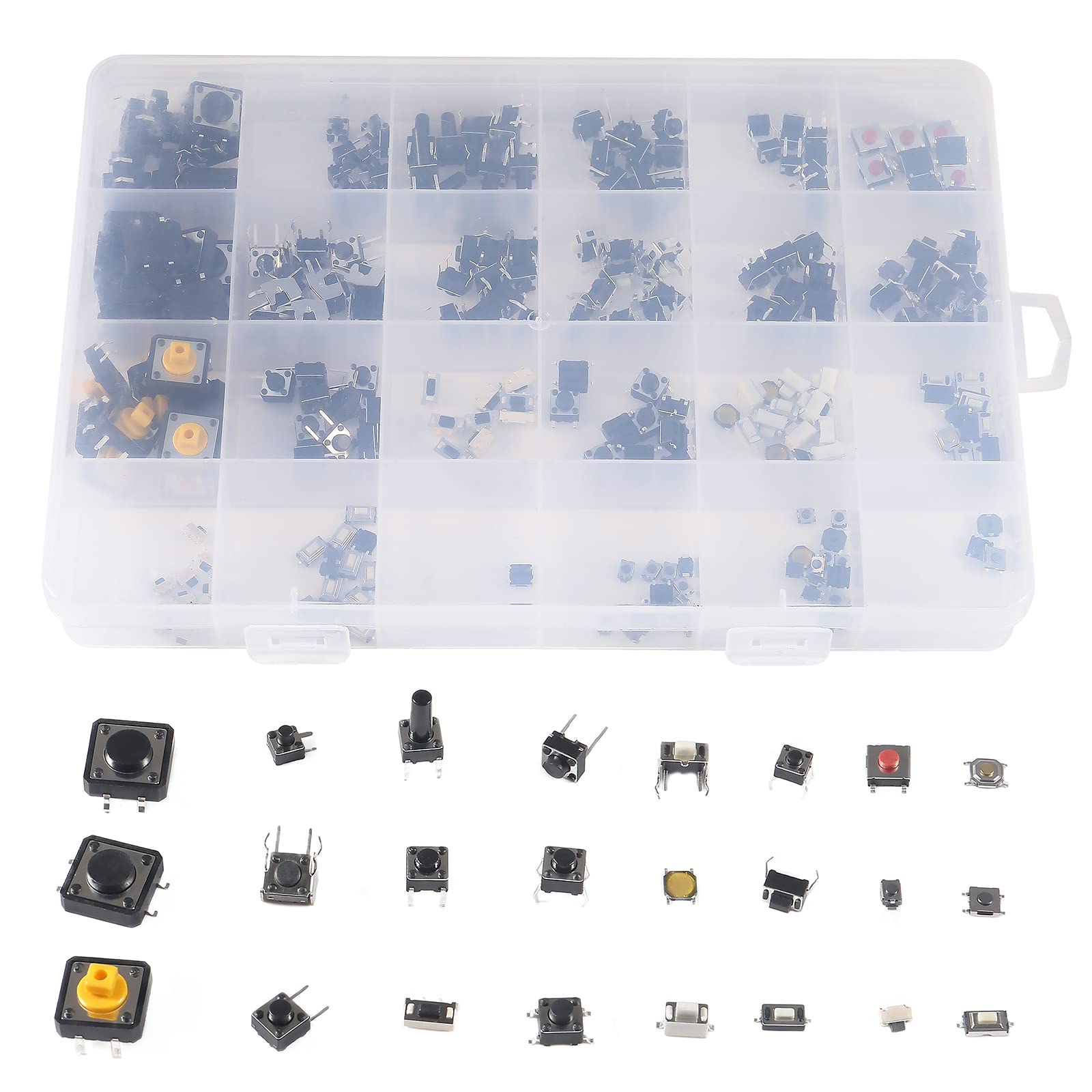 250-Piece Tactile Push Button Switch Kit – 25 Values SMD Micro Momentary Switches, 12V PCB Compatible For Arduino, DIY & Industrial Gear
