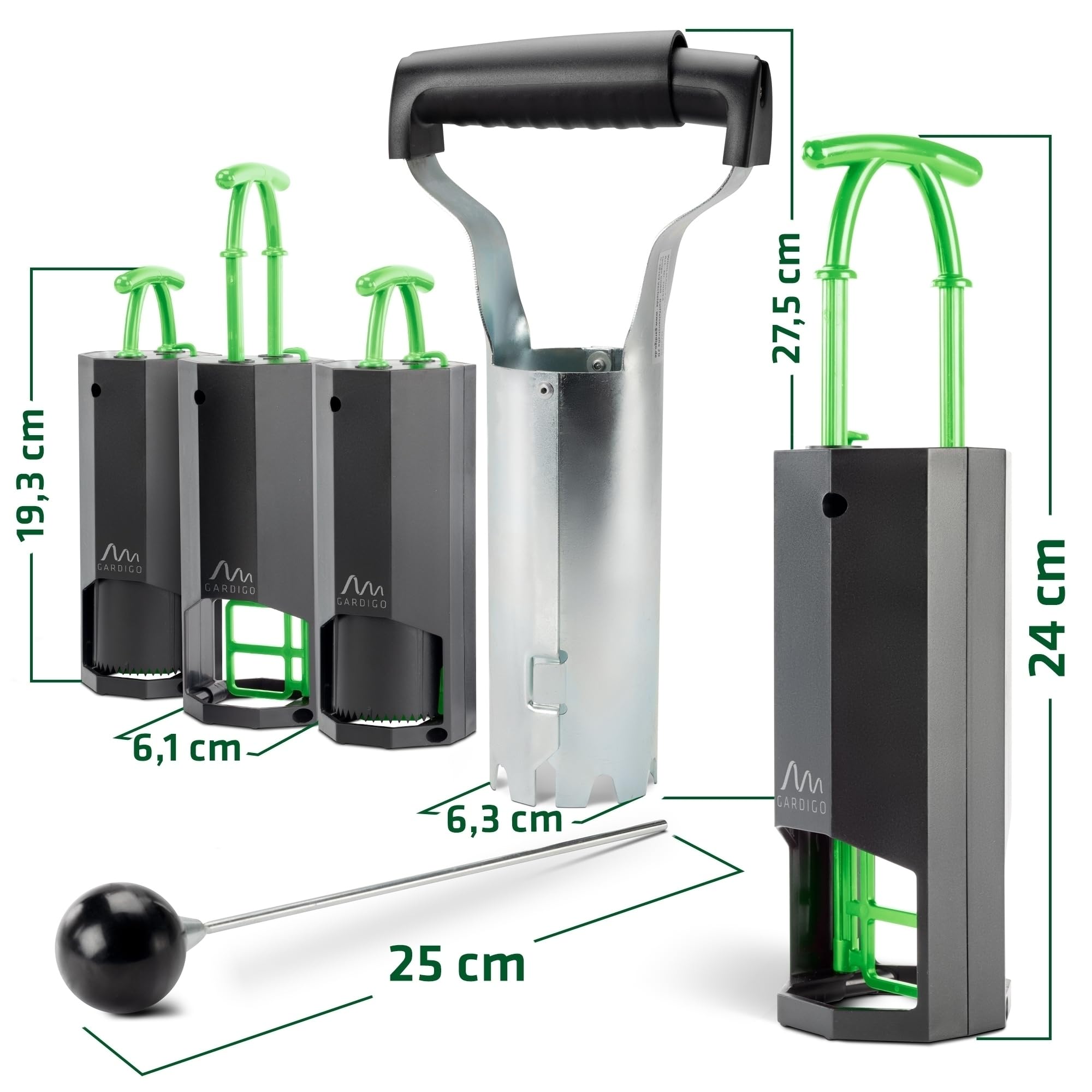 GARDIGO® Wühlmausfalle Komplettpaket | 4er Set Wühlmausfallen mit Lochstanze und Lochfinder | Wühlmaus vertreiben durch Wiederverwendbare Fallen für den Garten | Wühlmausschreck