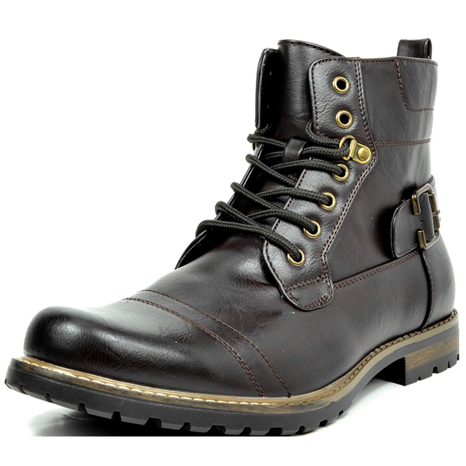 Bruno Marc Men's Motorcycle Combat Boots Zipper Biker Boot