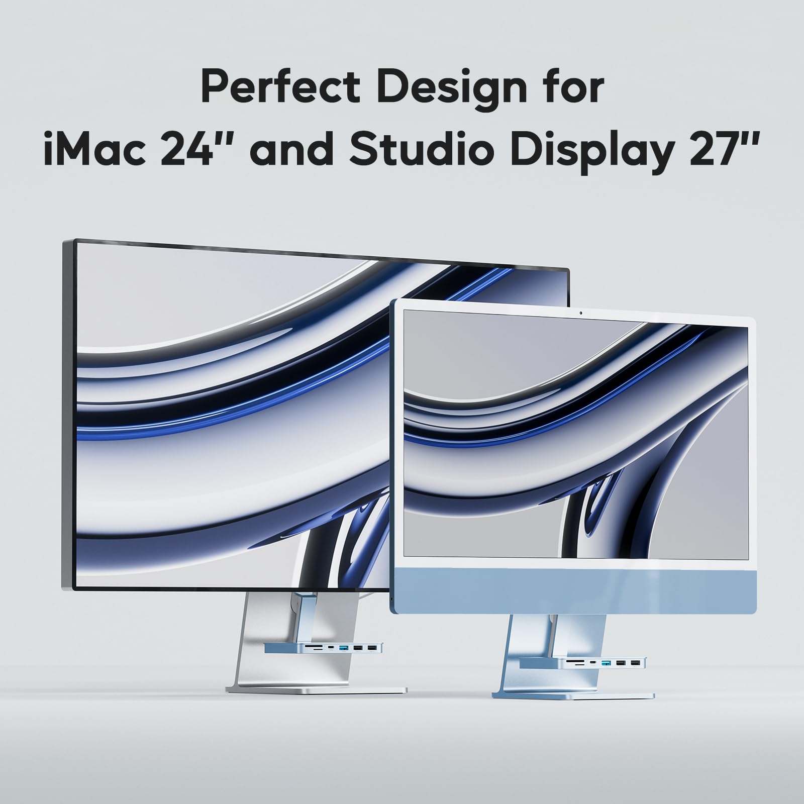 iMac Accessories for i-Mac 2021/2023/2024, PULWTOP USB C Hub for iMac with USB A/C 10Gbps, Hub for M1/M3/M4, 2USB A 2.0, SD/TF Card Reader for iMac24 inch & Studio Display 2 Blue