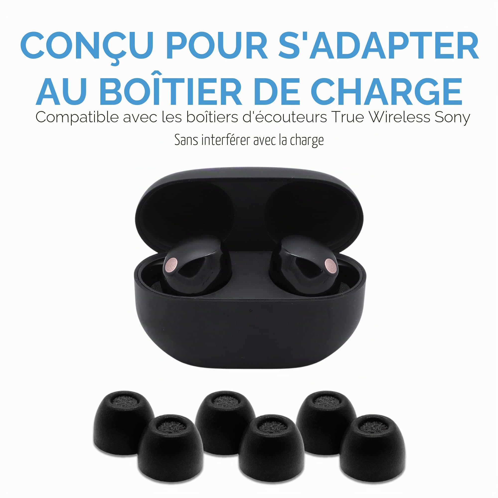 COMPLY Lot de 3 Paires de Bouchons d'oreille en Mousse de qualité supérieure compatibles avec Sony True Wireless XM5, XM4, Linkbuds S & C700N, Taille S/M/L, Nouvelle Version 2025 avec Outil de