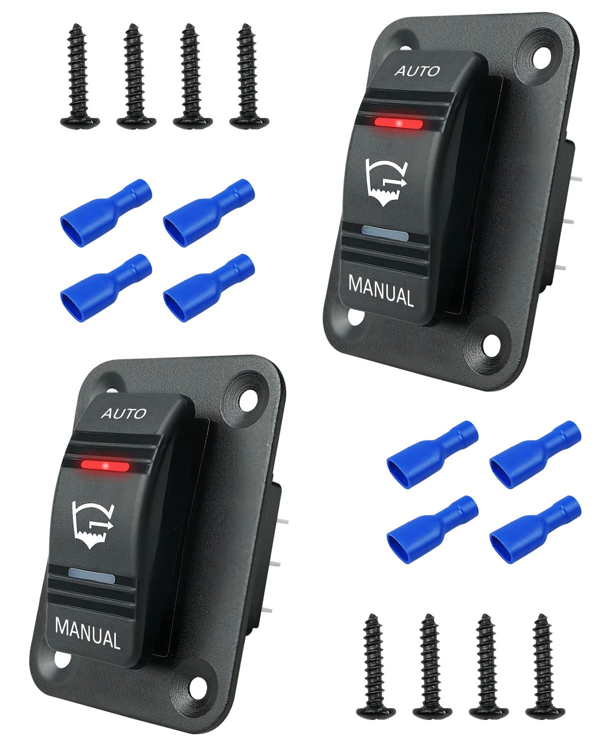 Interrupteurs à Bascule étanches IP68 - Lot De 2 (bleu Et Rouge), 3 Broches, 12V/24V, Pour Voiture, Bateau, Camping-car