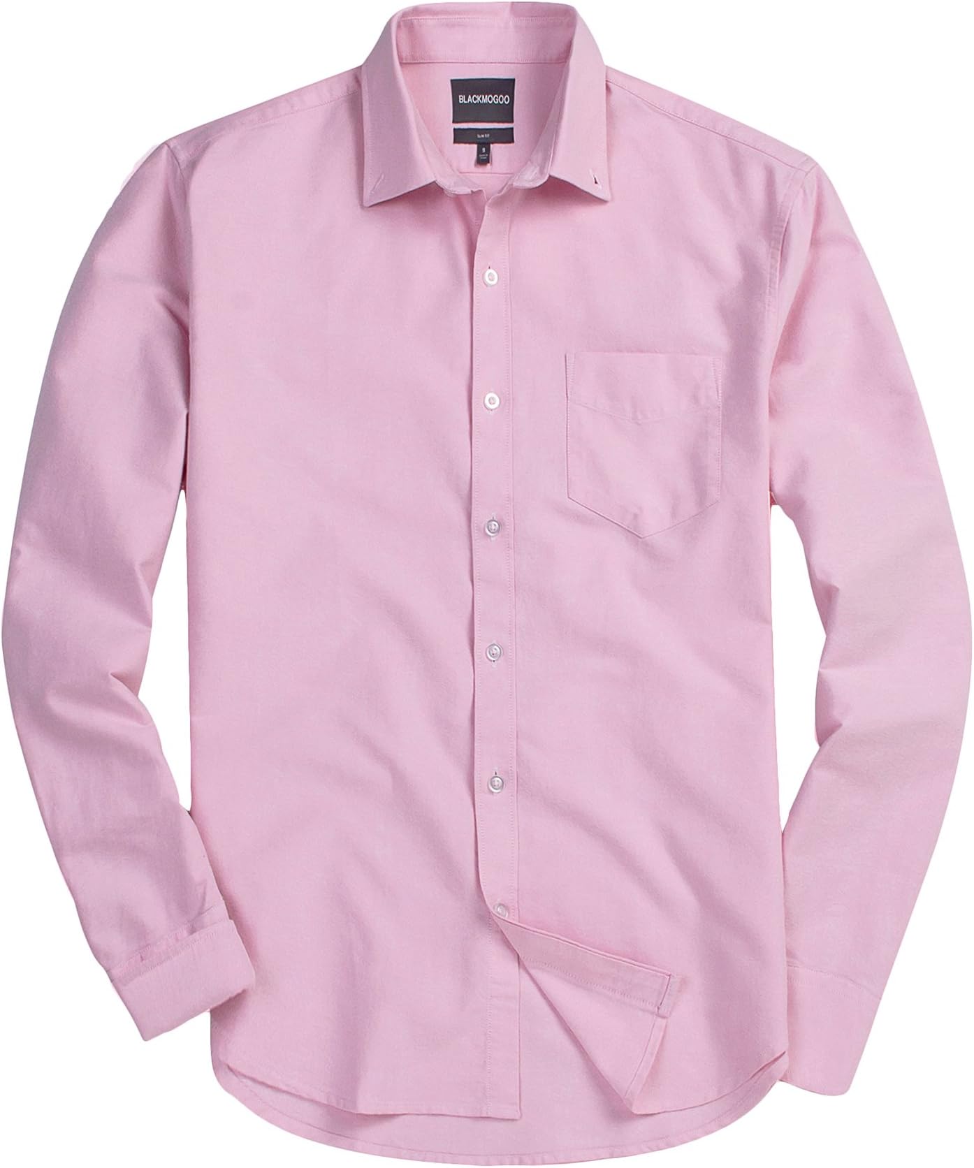 blackmogoo Mens Big and Tall Casual Slim-Fit Button Down Shirts Long Sleeve Button Up Dress Shirts