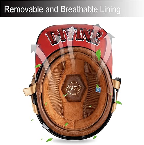 Miniatura 4 de Gorra de béisbol para motocicleta, casco de moda vintage para adultos, hombres y mujeres, cascos de motocicleta de cara abierta para Cruiser Street