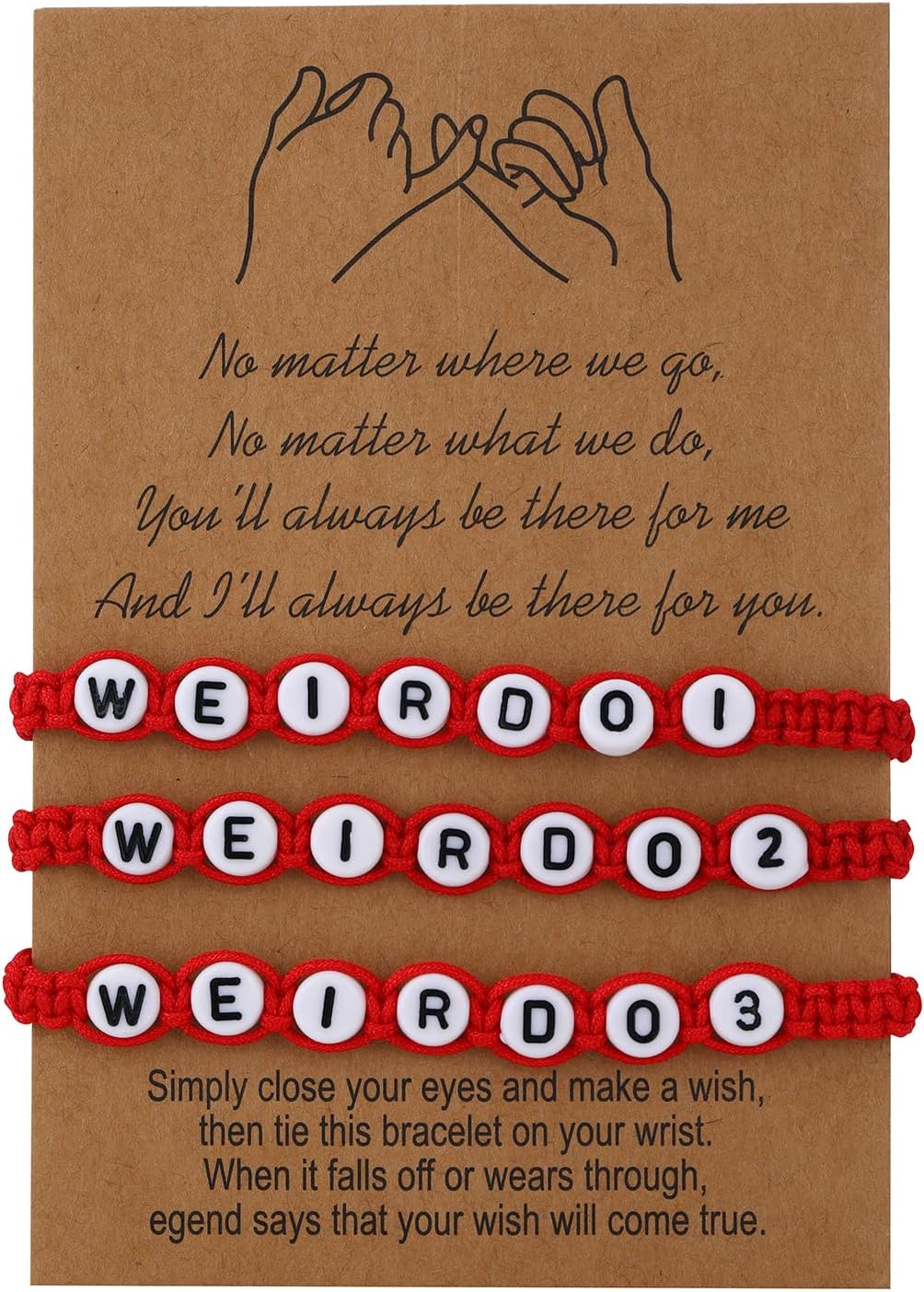 Weirdo BFF Friendship Bracelets for 3 Matching String Bracelets for Best Friends Couples Women Men Graduation Back to School Christmas Gift