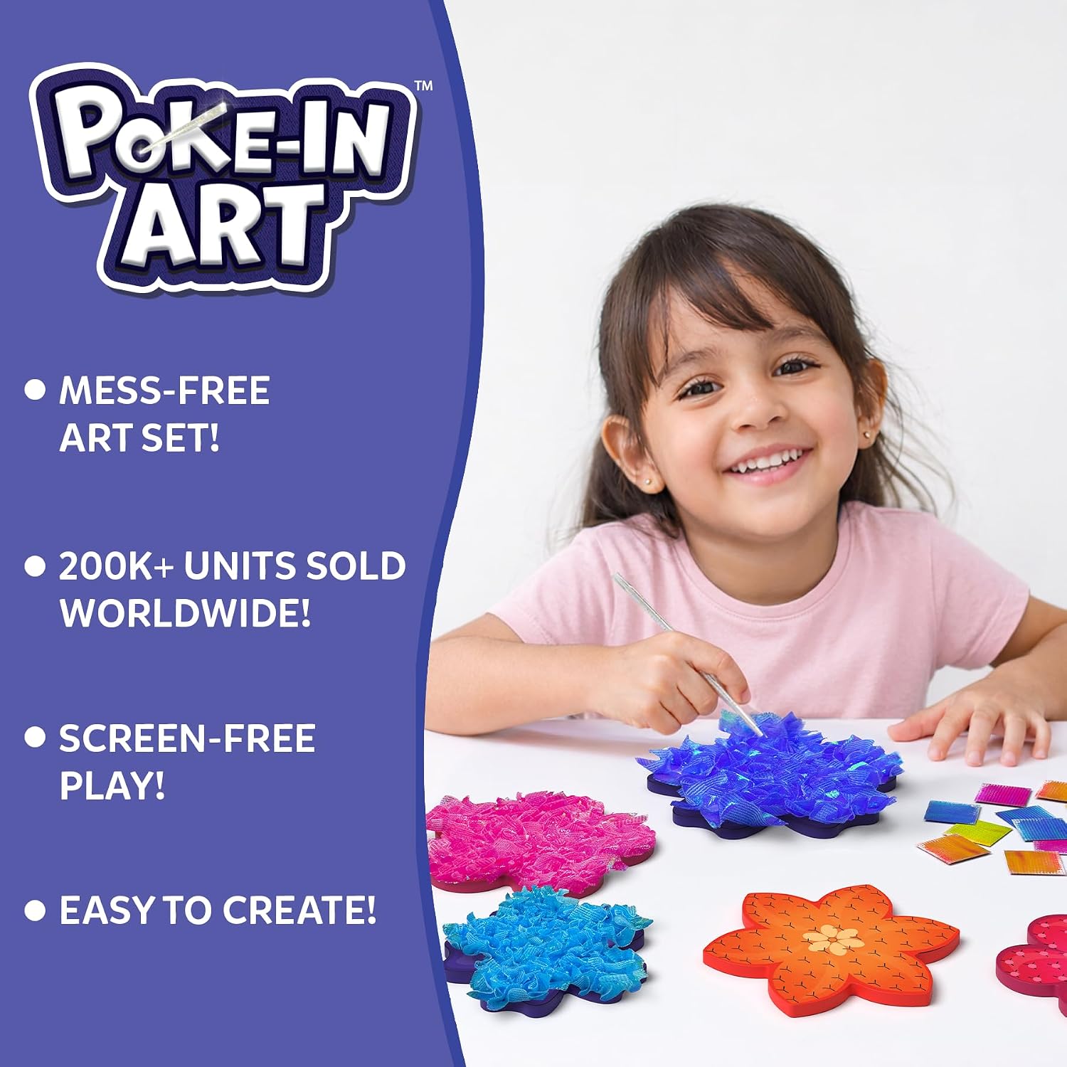 Skillmatics Poke-in Art - Flower Bouquet, DIY Wood Craft Kit, Mess-Free Creative Play for Girls and Boys Ages 4, 5, 6, 7, 8, 9, Fine Motor Skills, Screen-Free Fun