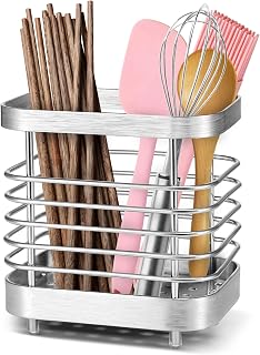 Cliplanyard Cutlery drainer, Stainless Steel Cutlery Storage Rack, Anti-Rust Sink Tidy Cutlery Drainer, Kitchen Utensil Holder for Knife Fork Chopsticks Storage Space saving Utensil Rack (SILVER)