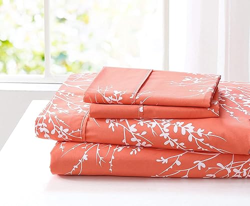 Spirit Linen Home - Juego de sábanas de 4 piezas Foliage de larga duración 1800 ropa de cama de microfibra suave con sábana bajera ajustable 2 Spirit Linen Home - Juego de sábanas de 4 piezas Foliage de larga duración 1800 ropa de cama de microfibra suave con sábana bajera ajustable 2
