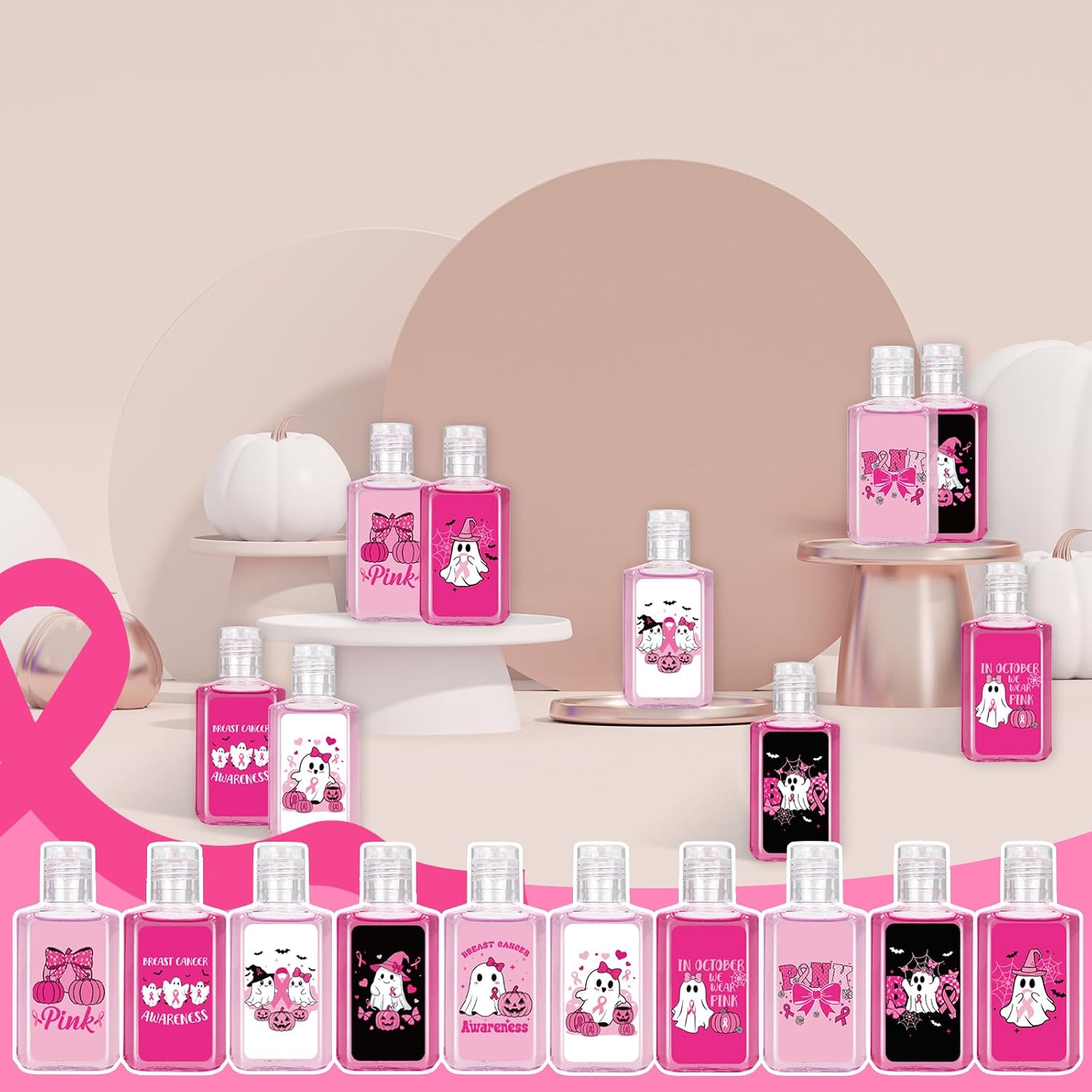 50 Pcs Halloween Breast Cancer Awareness Hand Sanitizer Bulk image 4