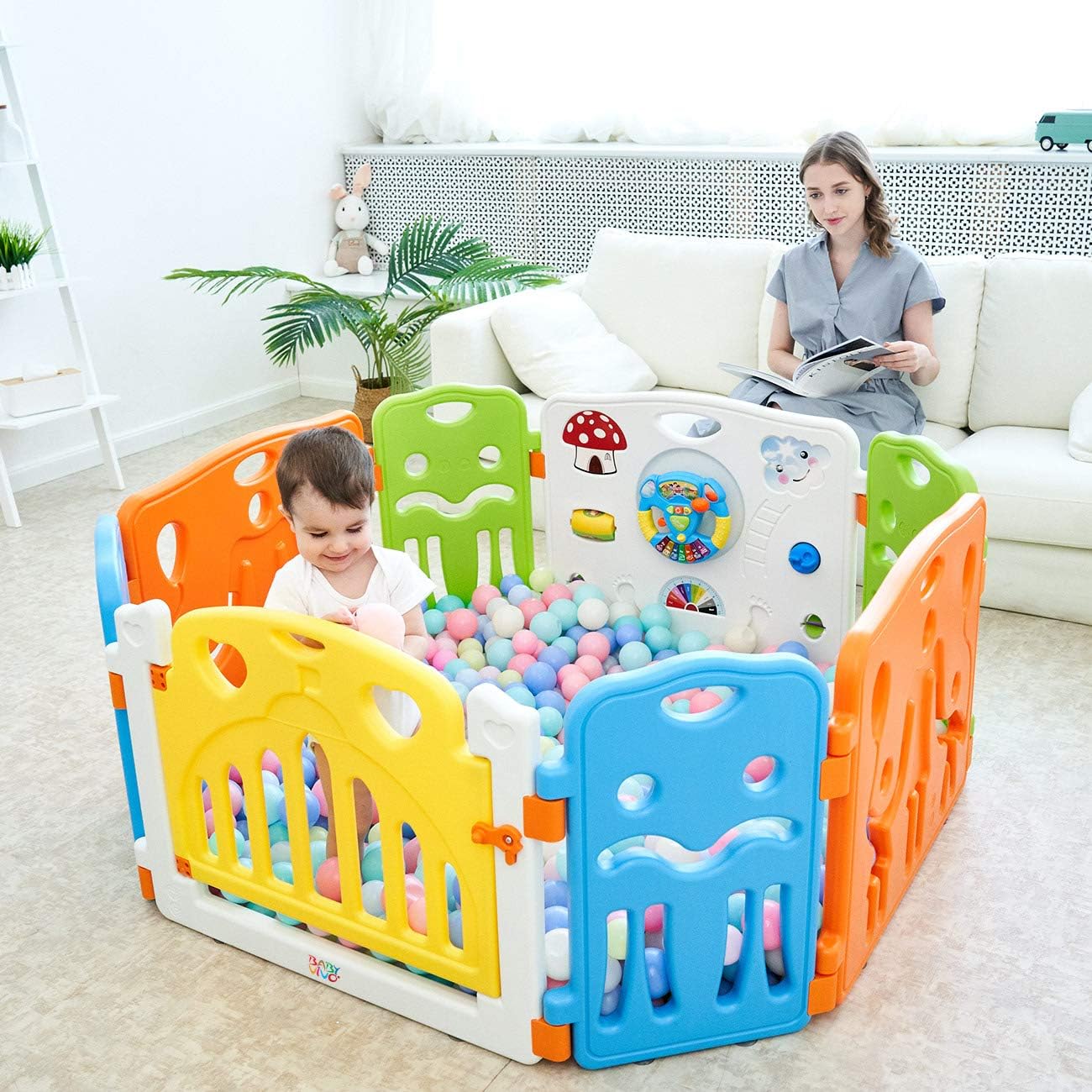 Baby Vivo Parc Bebe Barriere Securite Avec Porte Plastique Enfant Protection Jeu Extensible Colors Paquet Additionale Amazon Fr Bebe Et Puericulture