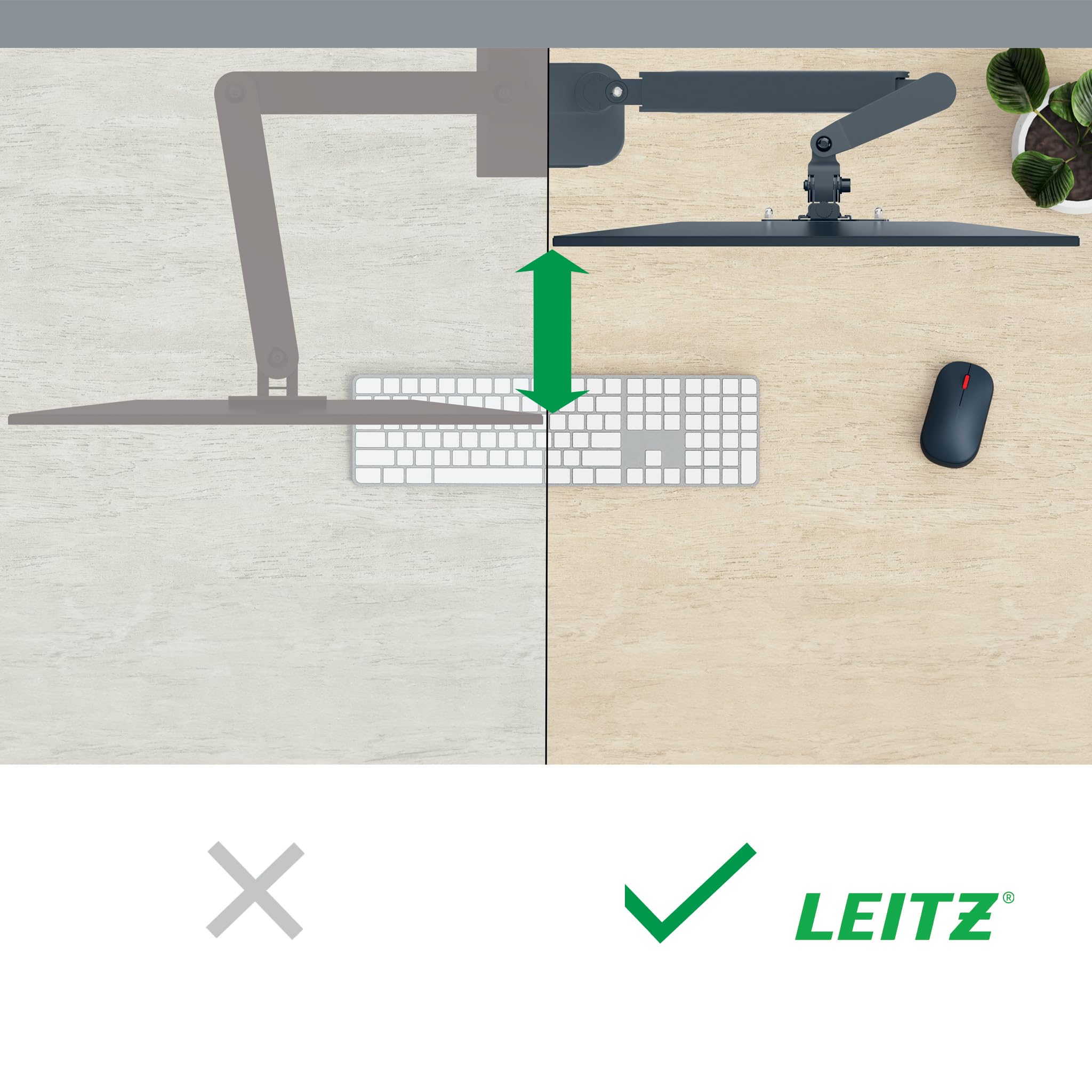Leitz Ergo Braccio Doppio per Monitor e PC a molla, per Schermi fino a 32 " e ad un Peso di 9 kg, Salvaspazio ed Ergonomico, Grigio Scuro, 65380089