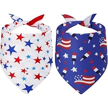 4th of July Dog Bandanas Large 2PCS, Boy Girl American Flag Scarf