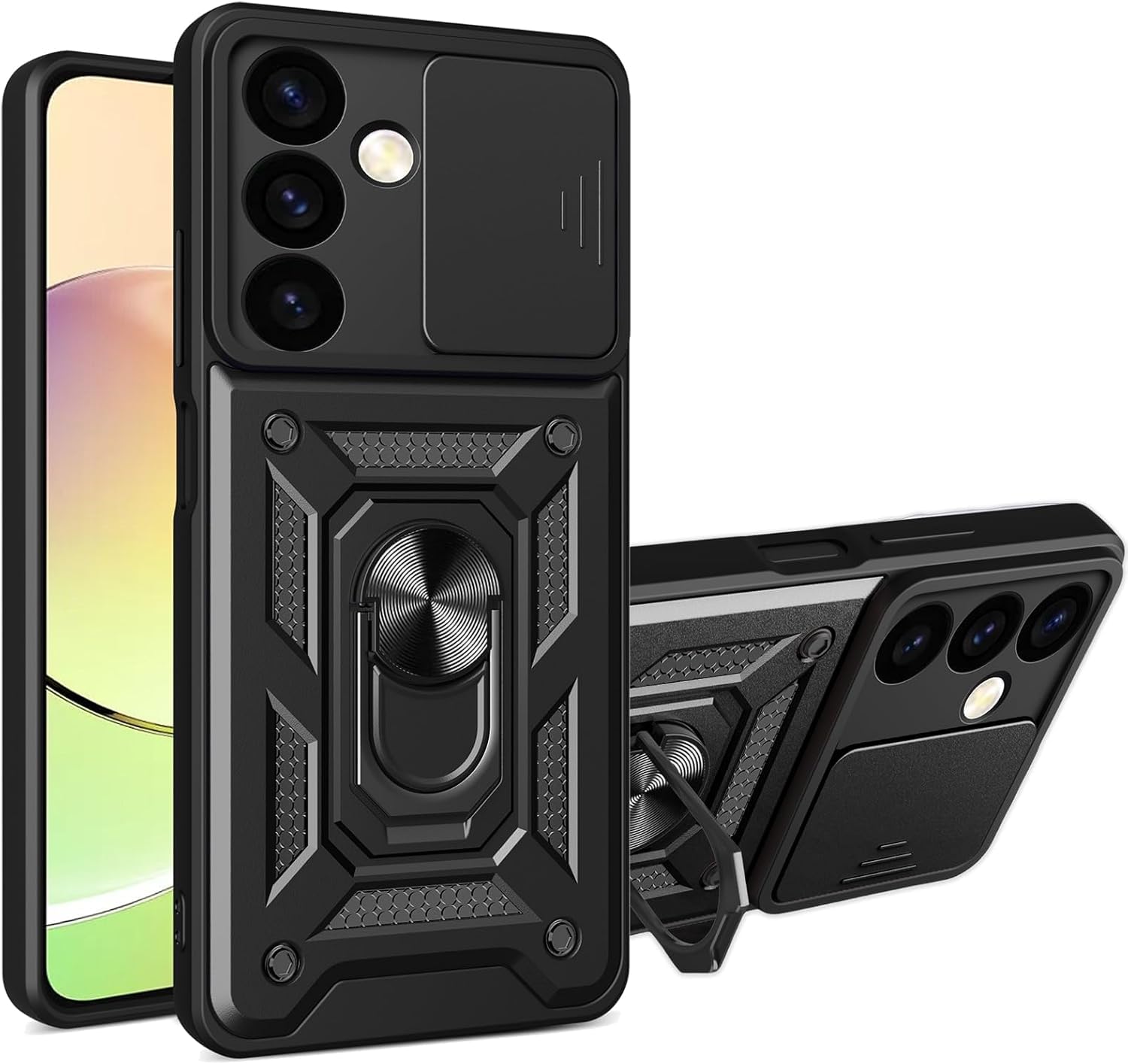 Scalebee Back Cover for Samsung Galaxy S24 5G Heavy Duty Slide Camera Cover Built-in Rotated Ring Kickstand (Black, Rugged Armor) (Galaxy S24) (B0D9YKP6BF) Amazon Price History, Amazon Price Tracker