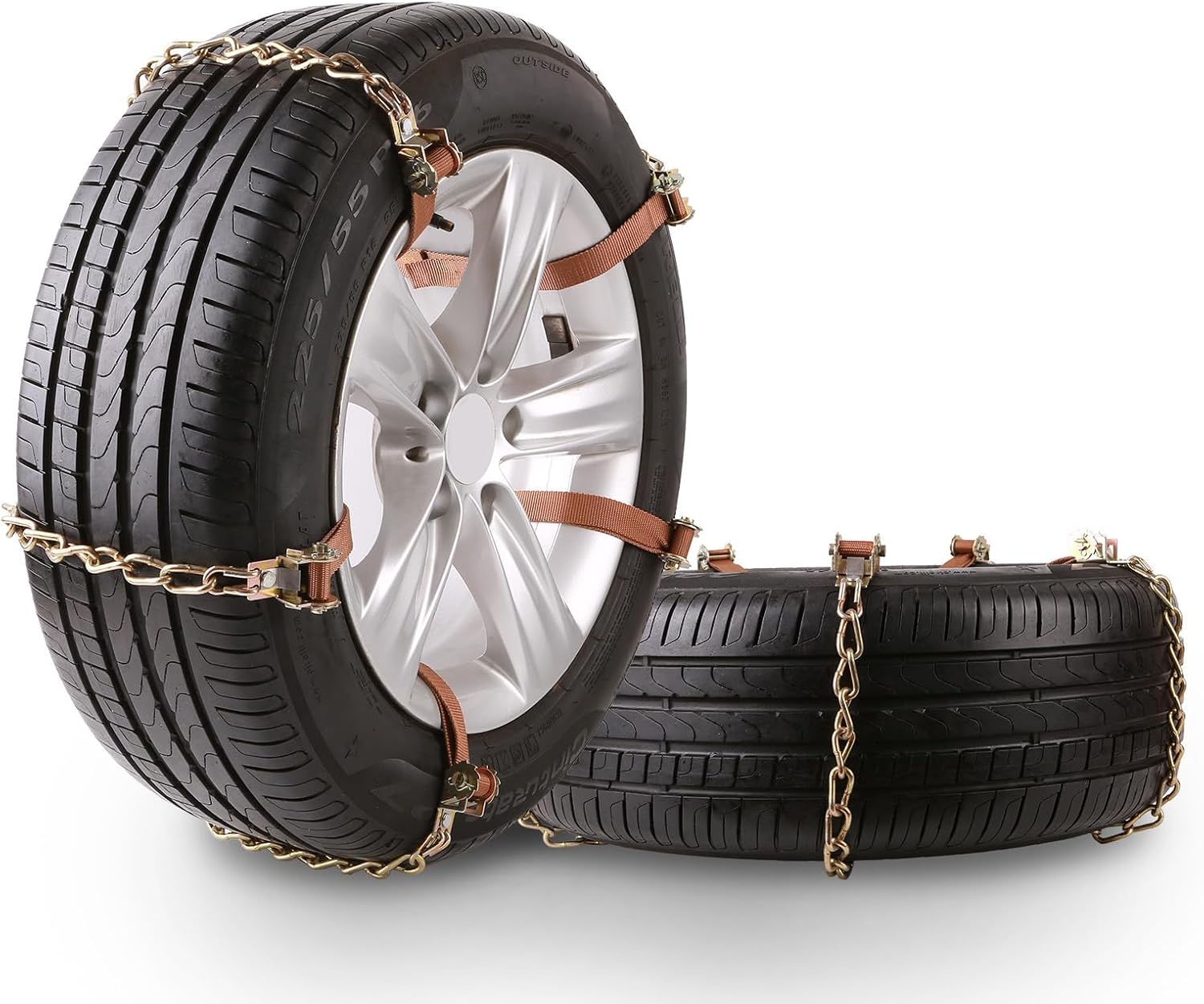 Snow Chains, 225-295mm Universal Tire Chains for Car, SUV, RV, Pickup Trucks, Adjustable Emergency Anti-Skid Thickening Tire Traction Chain (10 Packs)