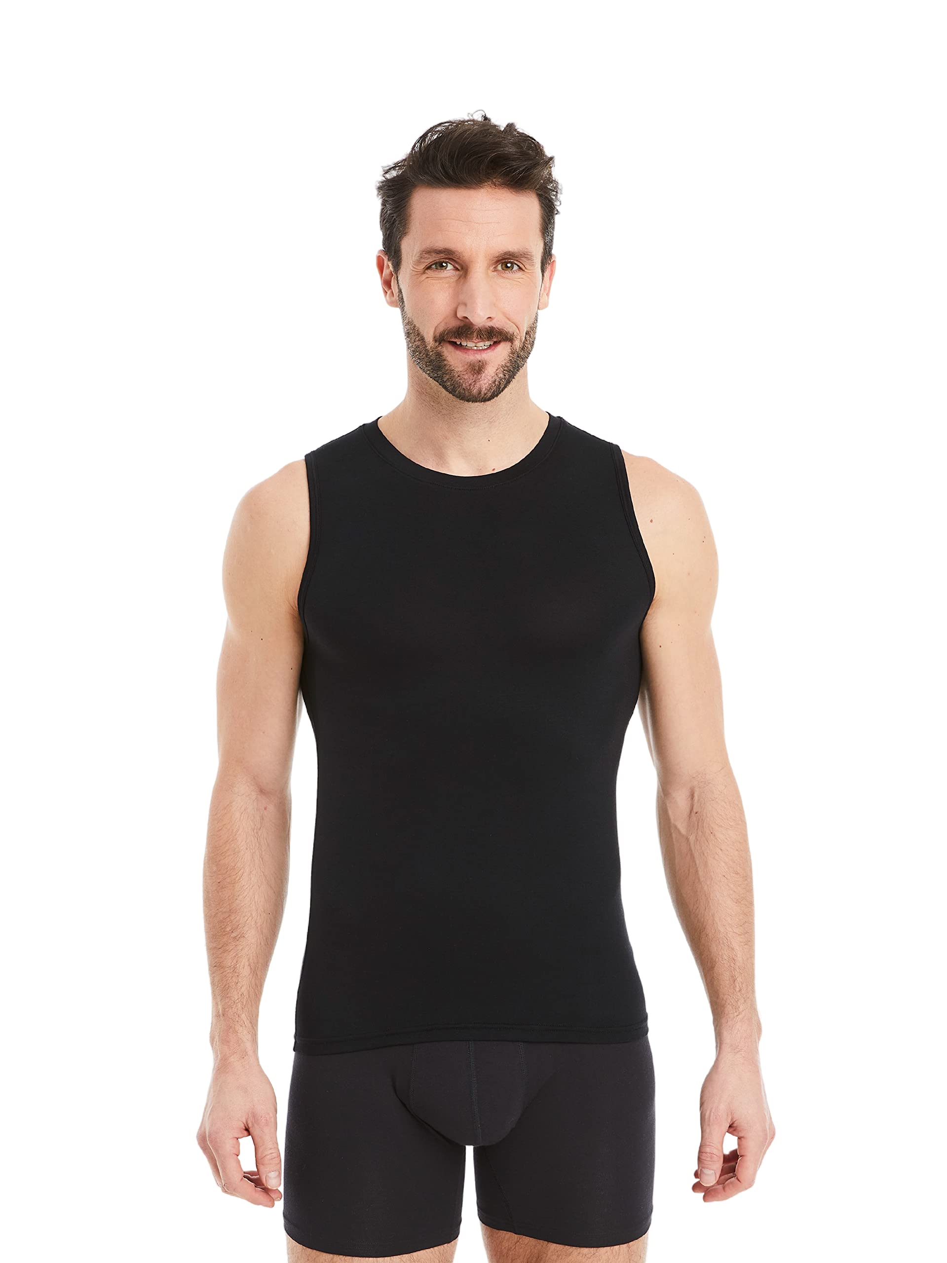 FINN Biznesowy podkoszulek męski bez rękawów z okrągłym dekoltem - podkoszulek męski Tank Top z oryginalnego materiału Lenzing® Modal