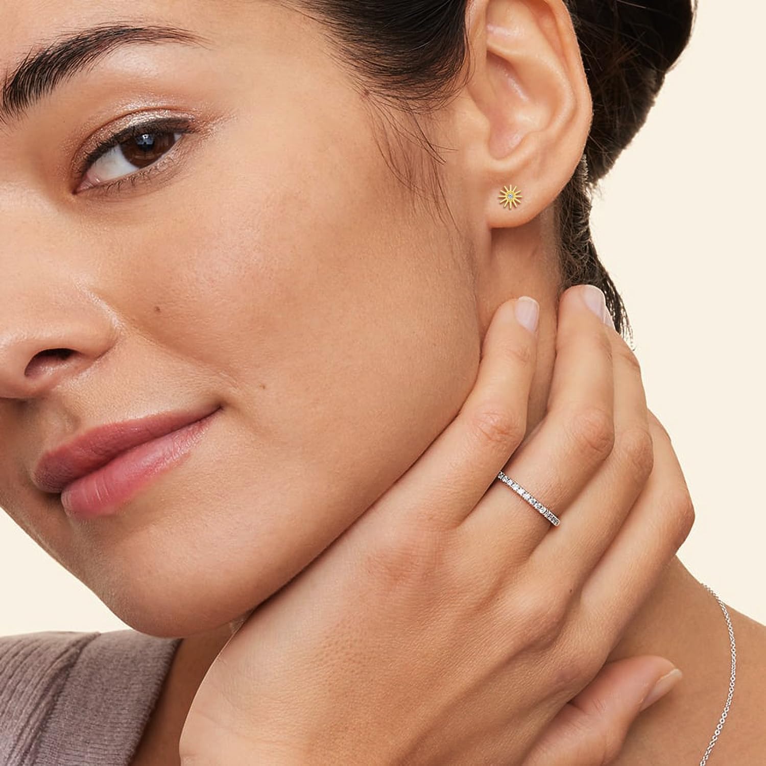 Sweetkiki Flat Back Earrings, Star Bow Evil Eye Stud Earrings in 14K Gold Plated Hypoallergenic | Cartilage Earring | Tragus Helix Piercing Jewelry | Threadless Push in Flatback Nap Earrings for Women - Image 6