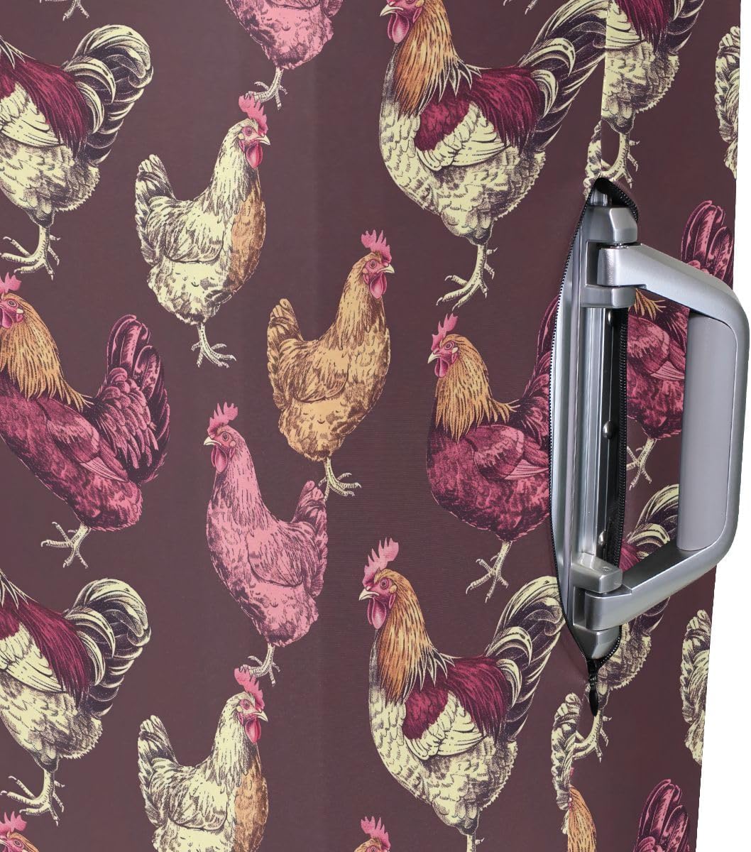 CHIFIGNO Farmhouse Chickens Cover for Luggage Travel Luggage Covers Protector Fits 18-32 Inch Luggage M Fits 22-24 Inch