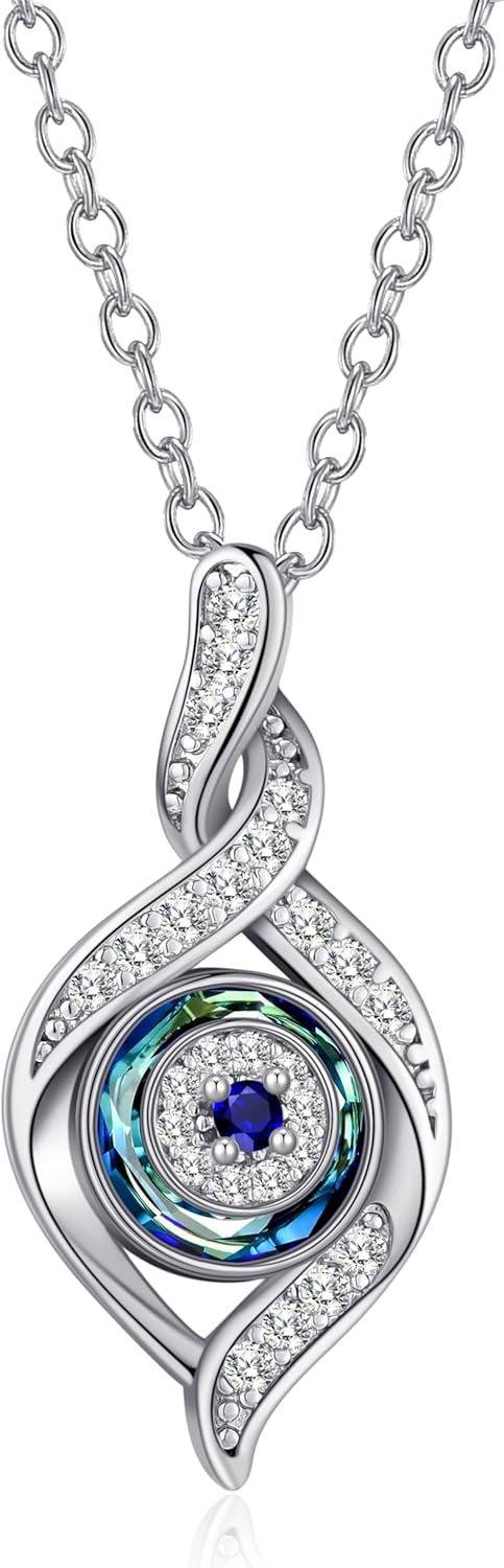 Evil Eye Pendant Necklace for Women Greek Evil Eye with Blue Crystal Protection Jewelry Gifts for Mother Wife