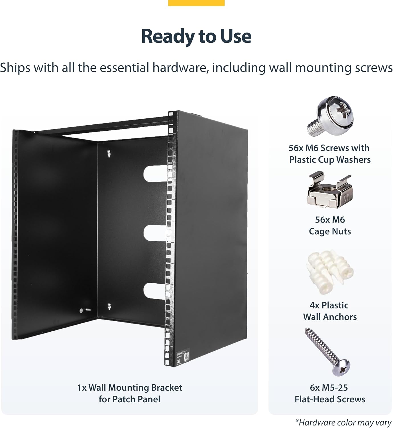 StarTech.com 14U Wall Mount Network Rack, 14 in Deep (Low Profile), 19" Patch Panel Bracket for Shallow Server, IT Equipment, Network Switches, 77lbs/35kg Weight Capacity, Black (RACK-14U-14-BRACKET)