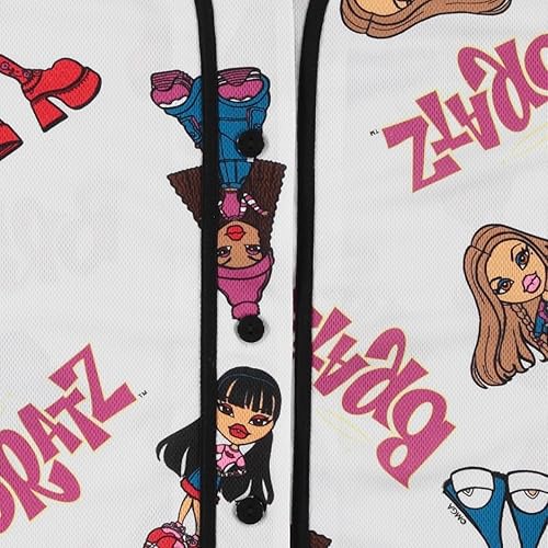 Miniatura 5 de Bratz Camiseta de béisbol para mujer, diseño de Yasmin, Cloe, Jade y Sasha con botones de malla